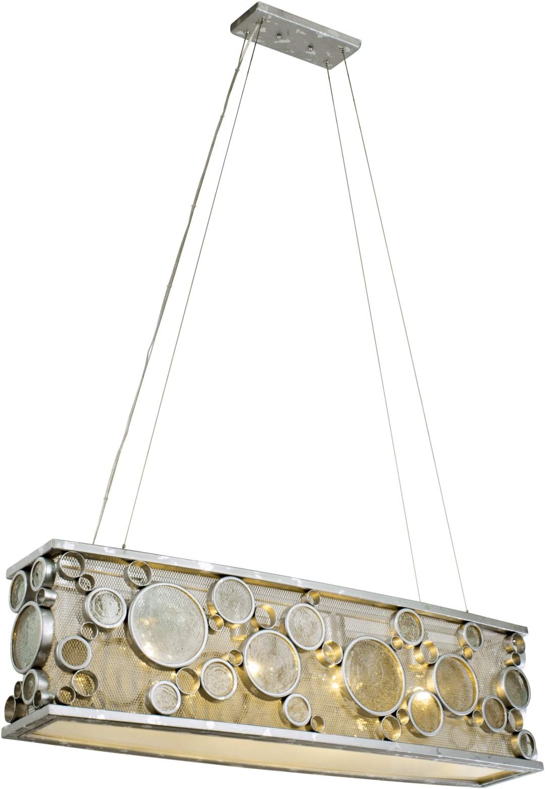 Fascination 4-Light Linear Pendant - Nevada Finish with Recycled Clear Bottle Glass Shade