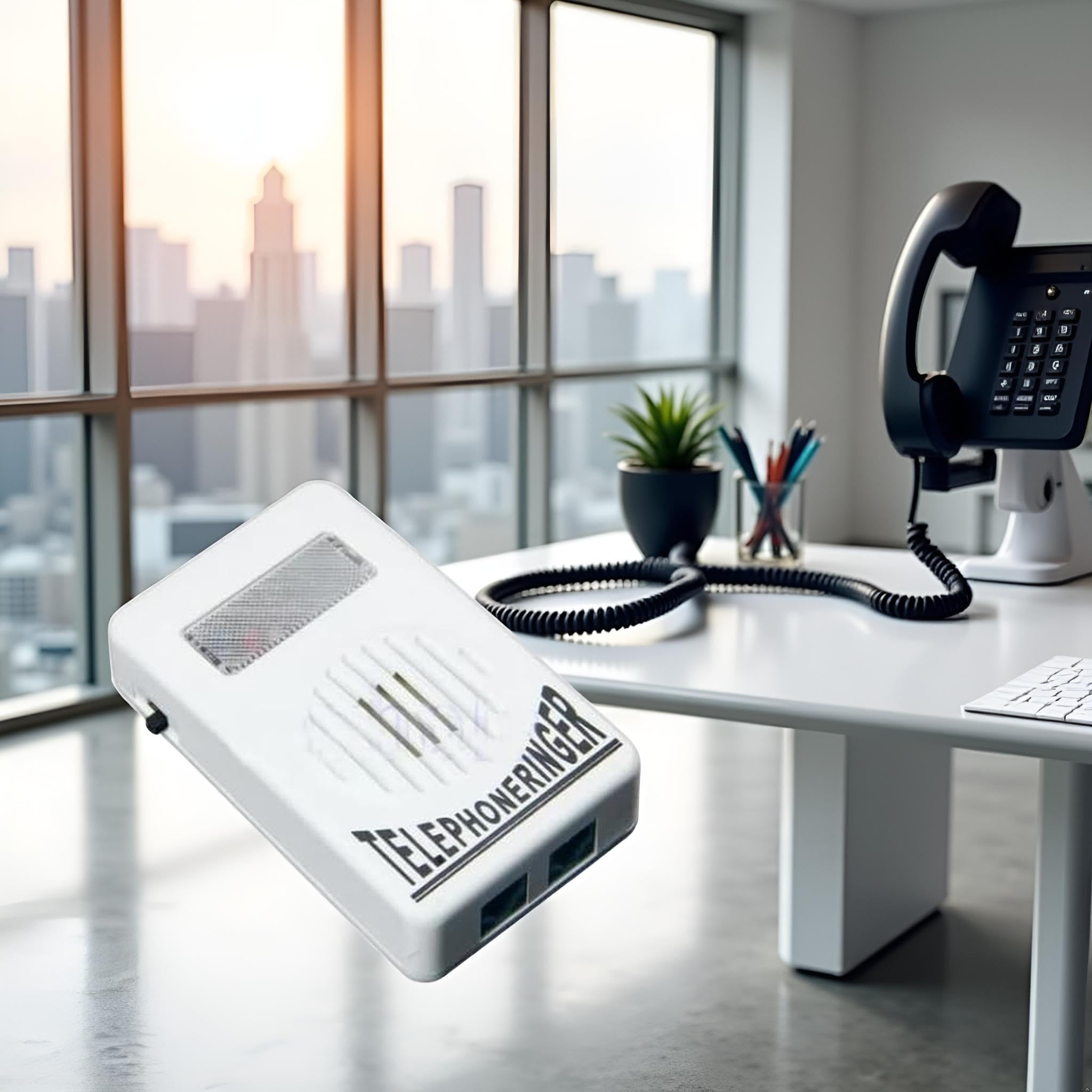 White Telephone Ringer Amplifier Bell Extra-Loud Telephone/Phone Ringer Use Safety Small in Size and Light in Weight,External Ringer for Cell Phone Landline Phones, Telephones and Accessories