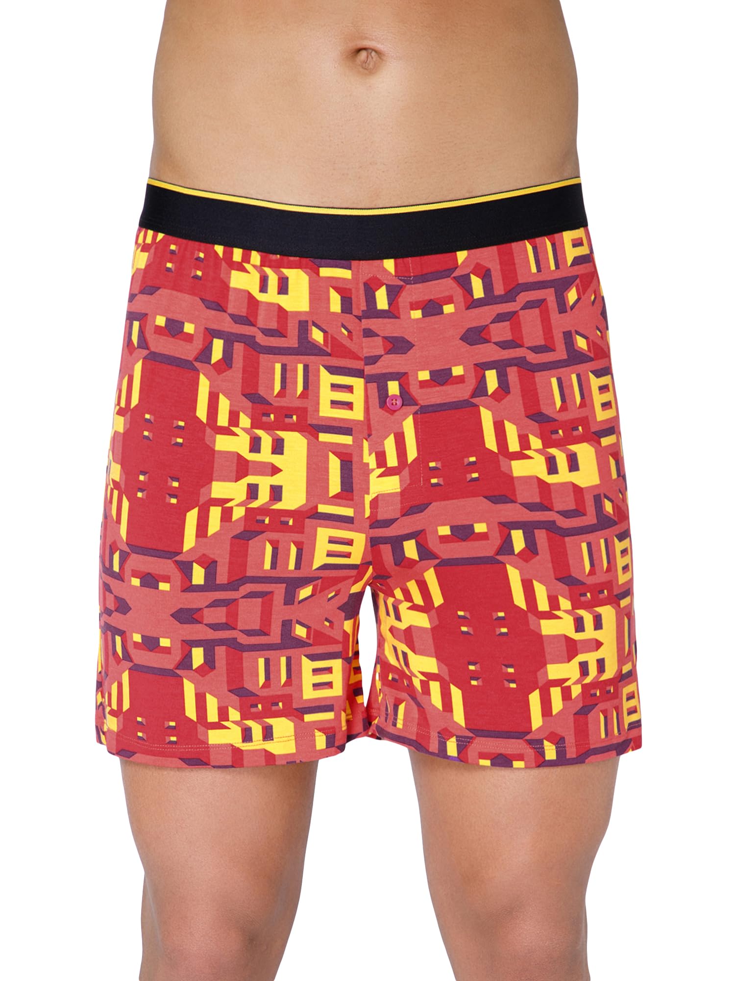 Printed Micro Modal Boxer Shorts for Men – Ultra Soft & Breathable, 3 Times Softer Than Cotton, Anti-Bacterial, Stretchable for Ultimate Comfort & Style, Pack of 1 (A Shark Tank Product)