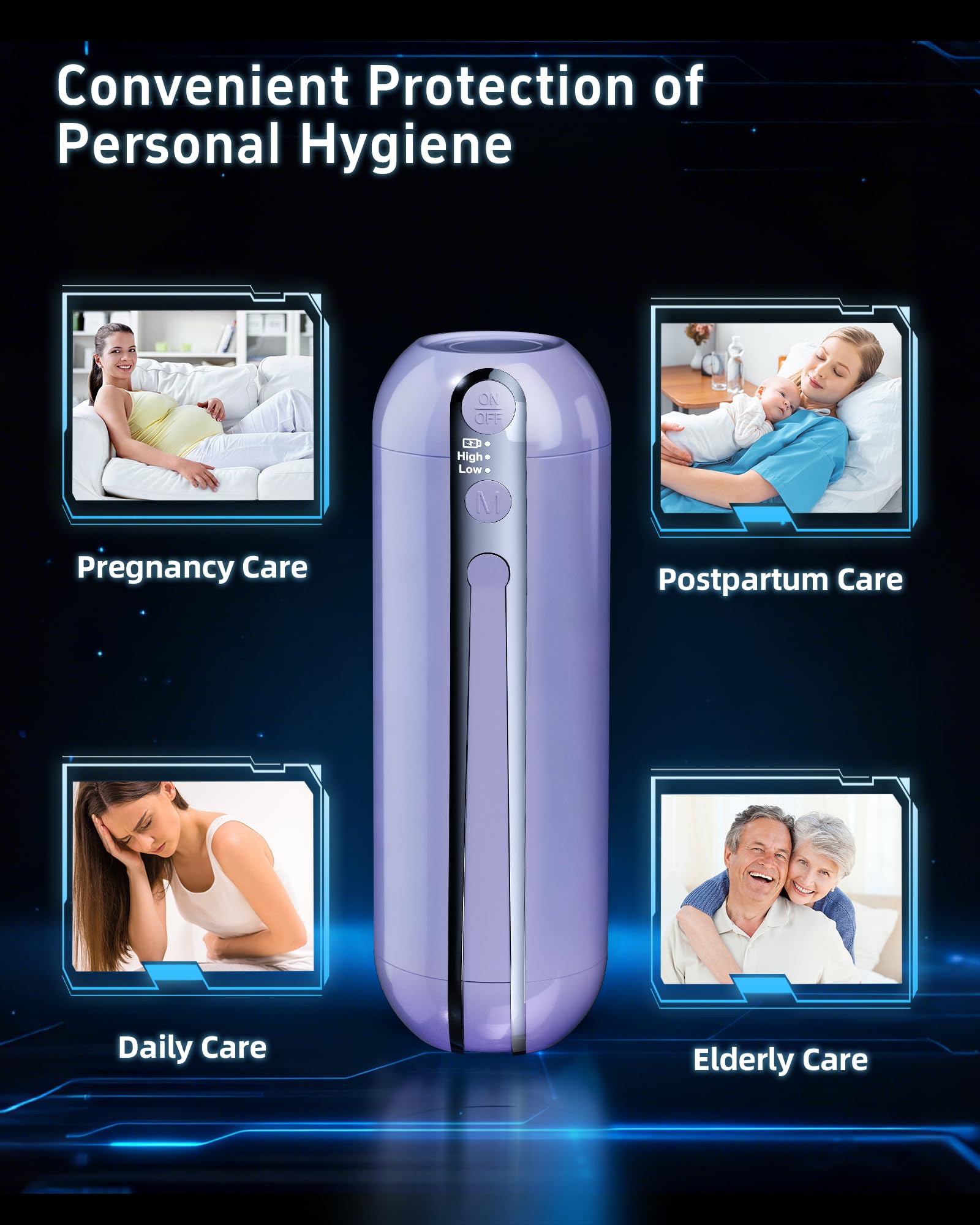 Bidé portátil eléctrico para viajes, botella de higiene íntima por USB-C | Pulverizador, depósito de agua plegable de 200 ml (6,8 oz) para acampada, 2000 mAh, cuidado personal para hombres y mujeres.