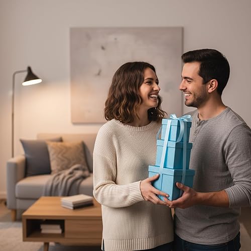 Vista 99 de Cholemy 5 cajas de regalo para Navidad con tapa y cinta, cajas de anidación cuadradas de tamaño mixto, cajas de envoltura de regalo, cajas 5