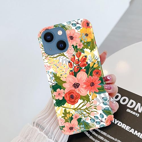 Miniatura 4 de J.west Funda para iPhone 13 de 6.1 pulgadas, suave, transparente, retro, rosa, floral, flexible, TPU, a prueba de golpes, transparente, elegante,
