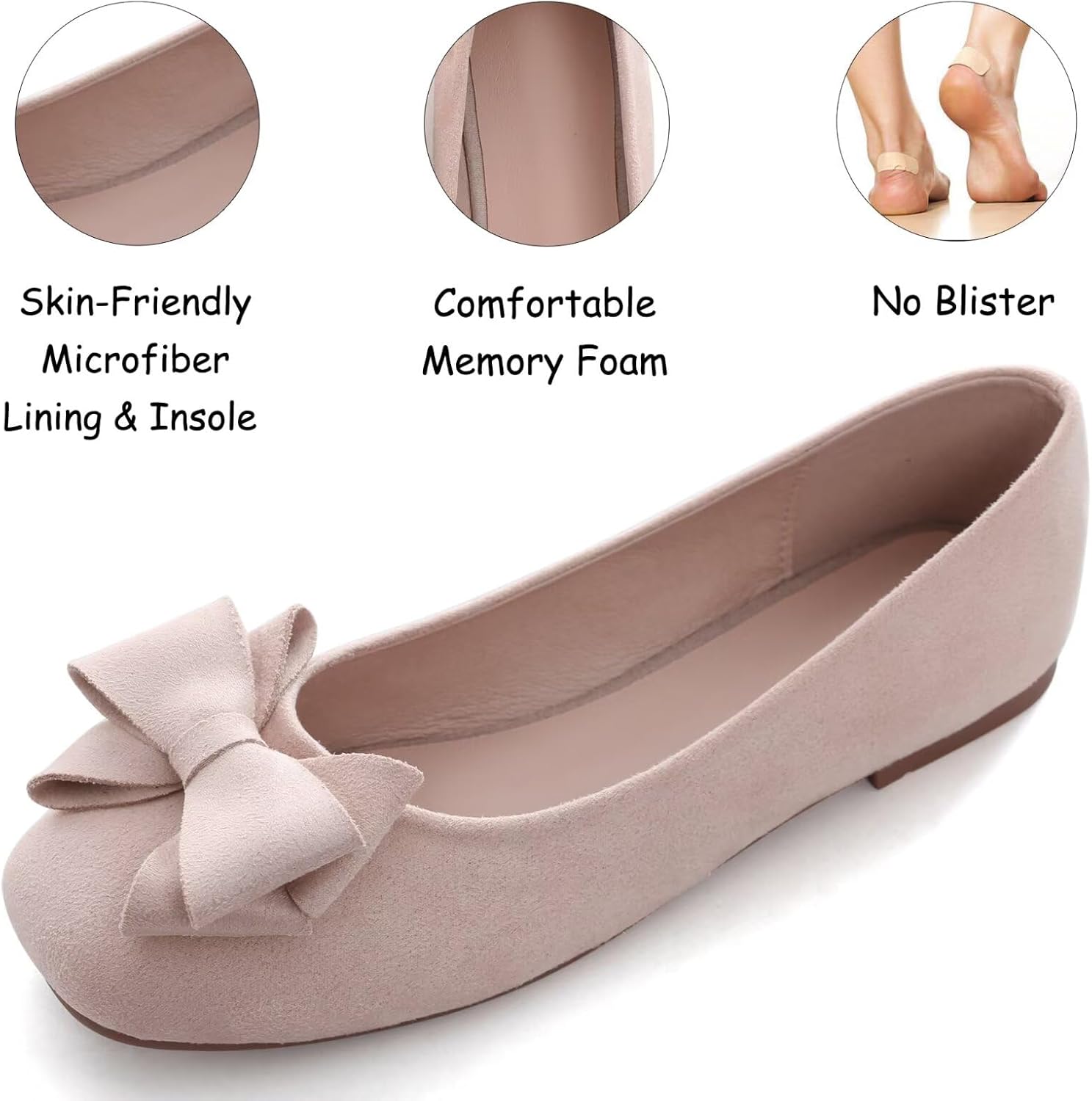 WENJIAZHIZHI Womens Square Toe Ballet Flats Bow-Knot Slip-Ons Dressy Bowtie Casual Comfortable Wear to Work Loafers - Image 4