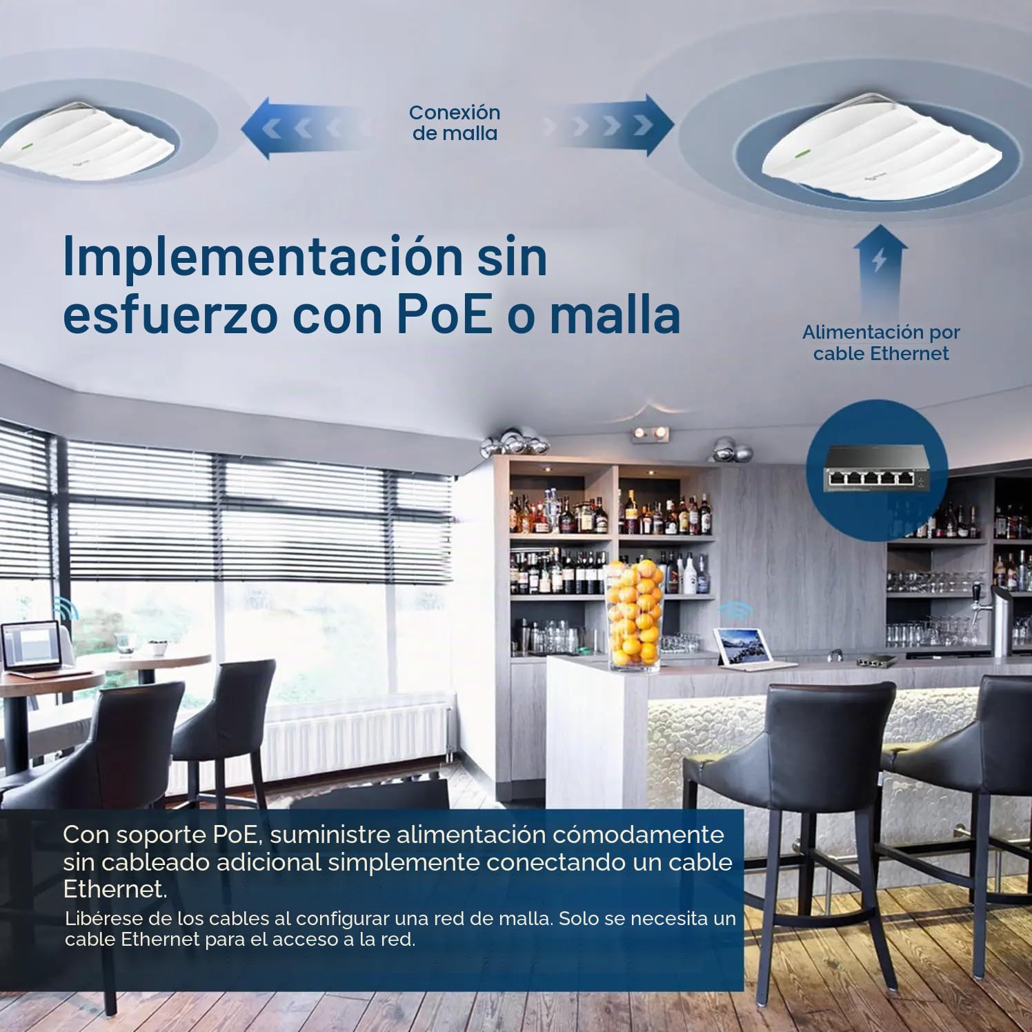 TP-LINK EAP225 V3 - Punto de acceso (IEEE 802.11a,IEEE 802.11ac,IEEE 802.11b,IEEE 802.11g,IEEE 802.11n,IEEE 802.3af, 10,100,1000 Mbit/s, CE, FCC, RoHS, HTTP/HTTPS, SNMP,SSID, Internal)