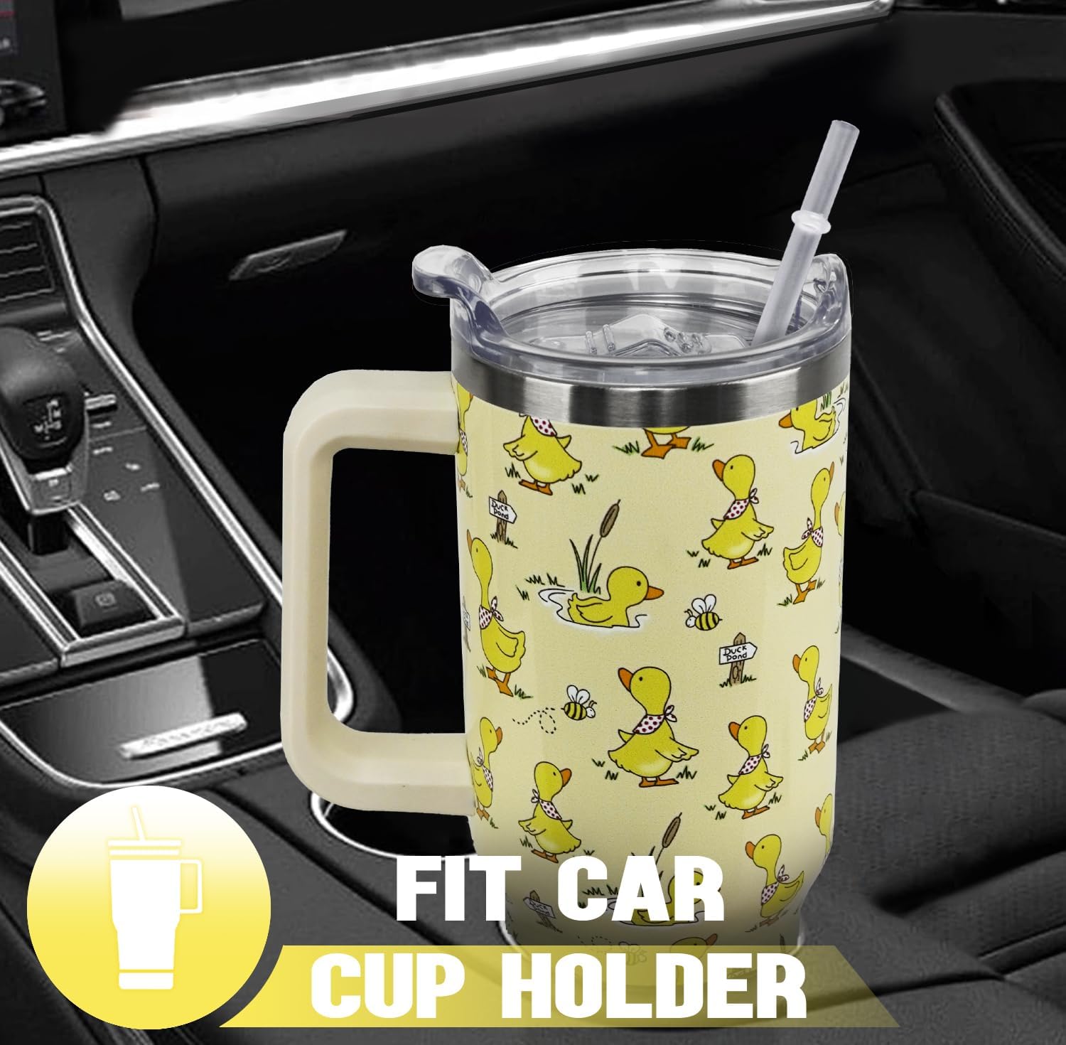 Duck Tumbler with Handle and Straw 40 oz Duck Cup Cute Funny Coffee Travel Mug Stainless Steel Insulated Water Bottle Duck Stuff Decor Gifts for Women - Image 7