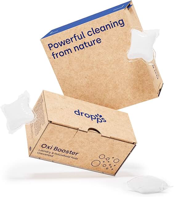 Dropps Laundry & Household Oxi Booster Pods: Unscented | 32 Count | Fragrances & Dye Free | Chlorine Free Bleach Alternati...