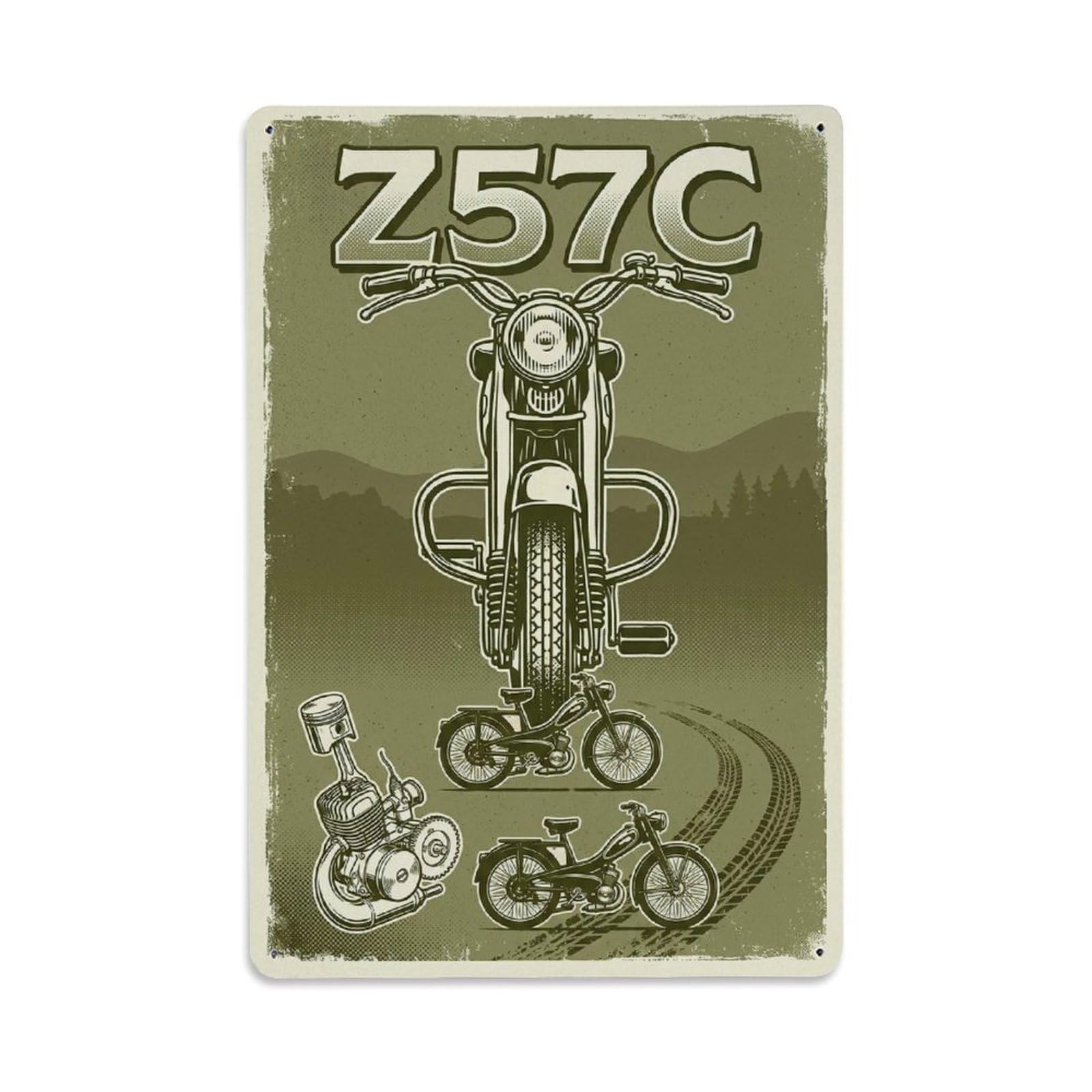 Z57C Classic Motorcycle Vintage Racing Heritage Culture Metal Tin Sign Plaque Wall Decor for Cafe, Man Cave, Club Bar, Office, Home Garden Round Metal Poster 8x12Inch