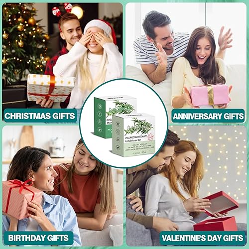 Miniatura 7 de Juego de 2 barras de champú y acondicionador de romero para hombres y mujeres, tratamiento de engrosamiento y crecimiento del cabello, jabón para el