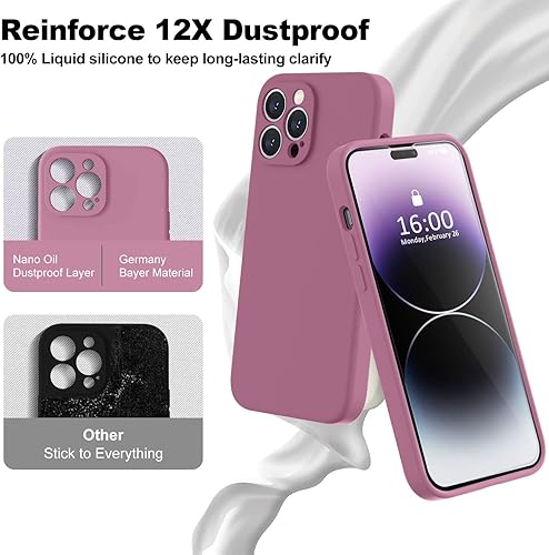 Miniatura 333 de BossKiss Funda compatible con iPhone 14 Pro, silicona mejorada [protección de cámara] [2 protectores de pantalla 9H], forro interior de microfibra