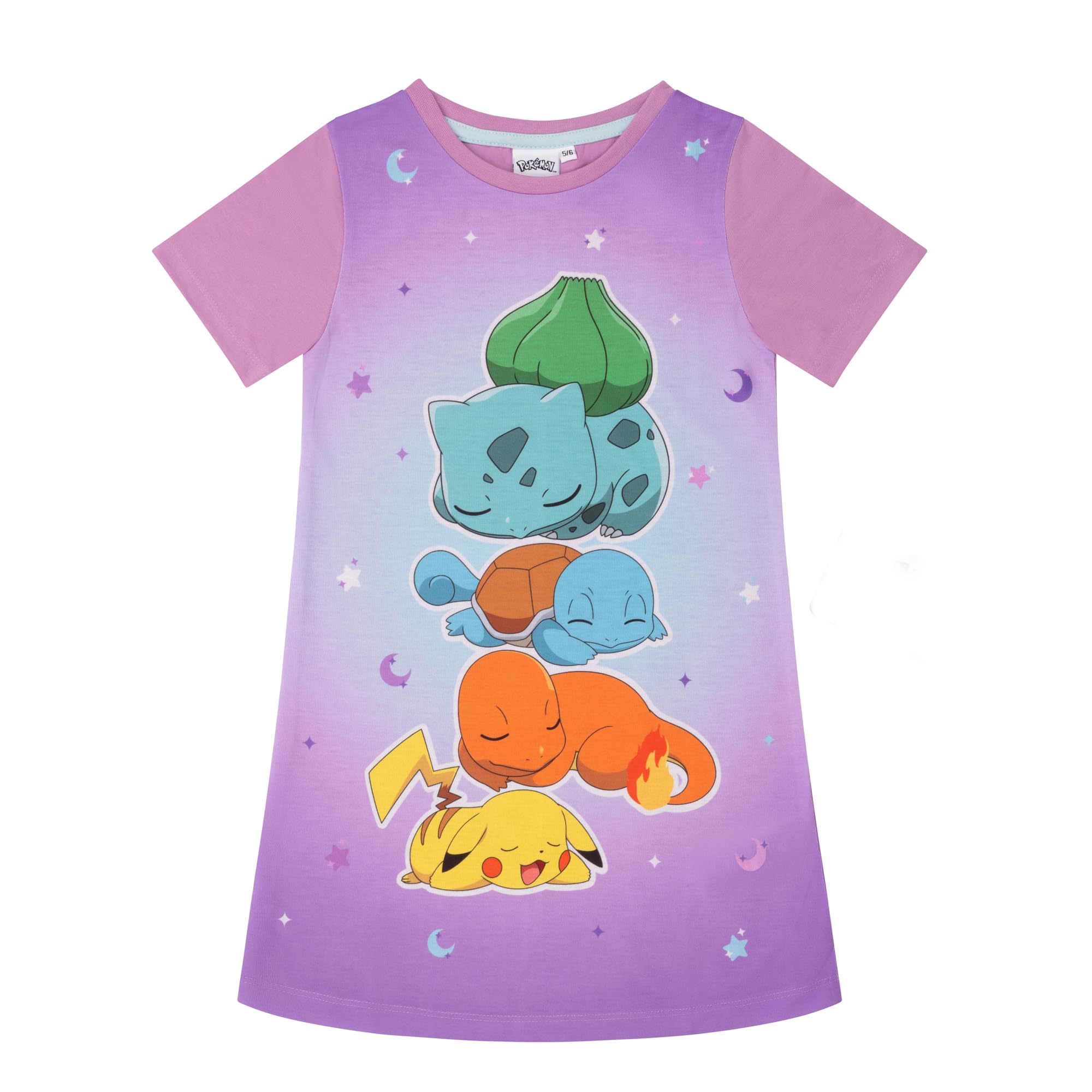 Pokémon Pikachu, Bulbasaur, Squirtle & Charmander Girls Nightdress Nightie - 9-10 Years 140cm Purple