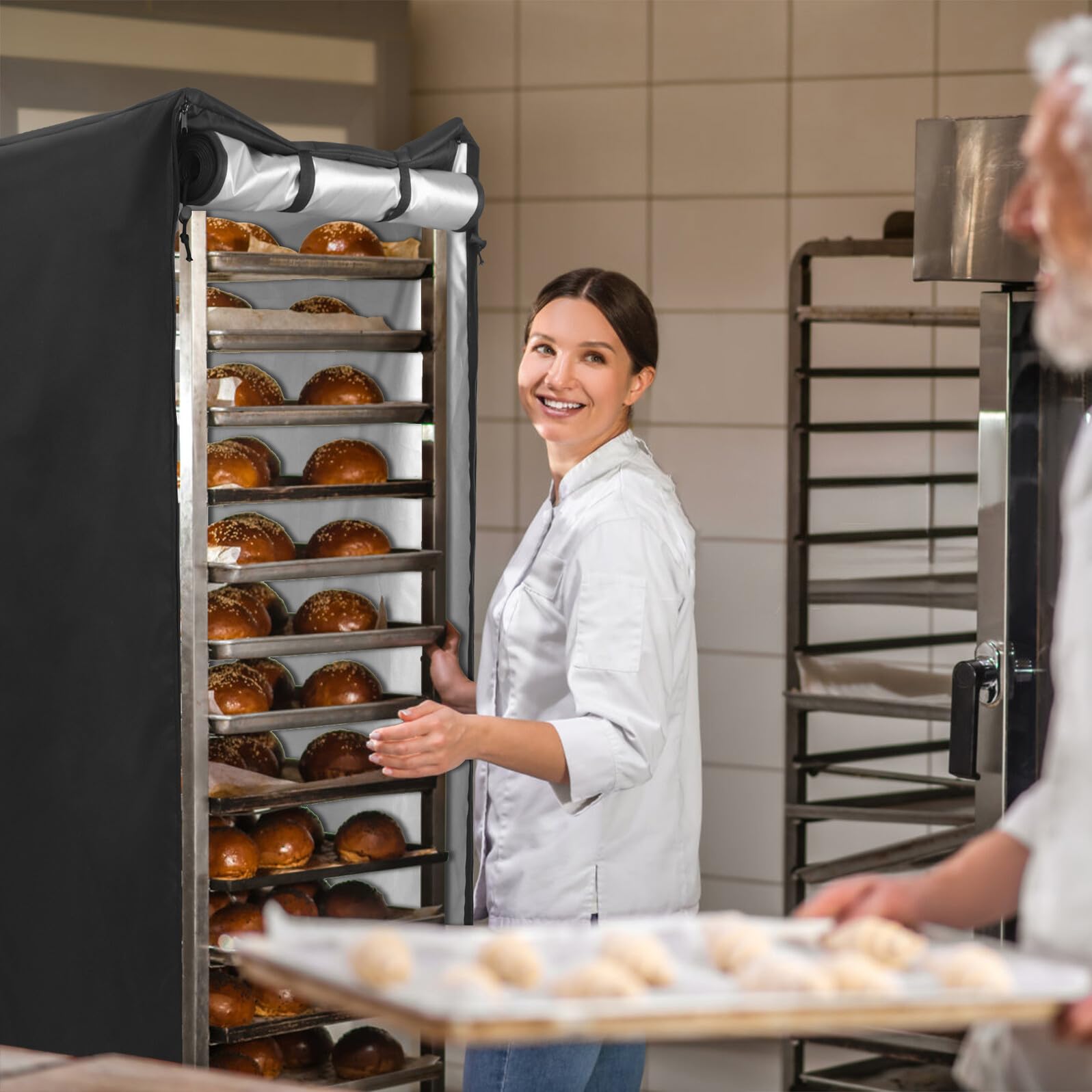 GARVALON Copertura per Rack per Pane Oxford Nero, Protezione e Pieghevole per Carrelli da Panetteria Design Rettangolare Moderno