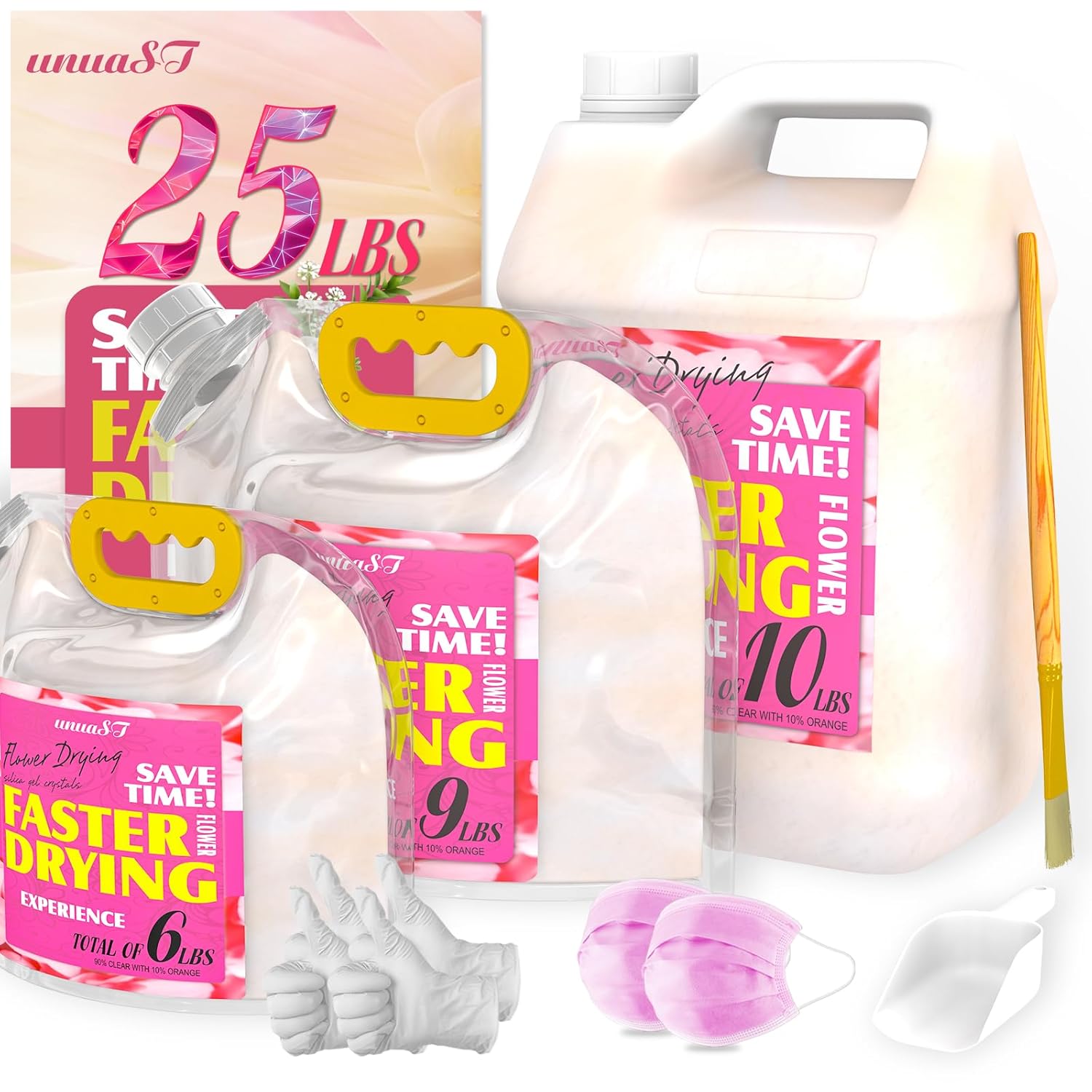 unuaST 25 LBS Silica Gel Flower Drying Crystals, Flower Drying Silica by Reusable, Silica Gel Crystals Flower Drying for Wedding Bouquet Preservation