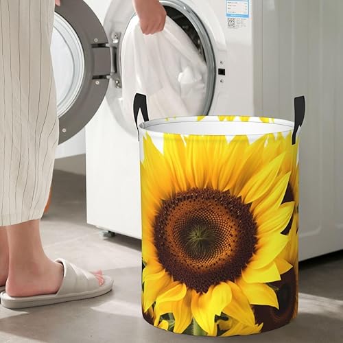 Miniatura 7 de Cesta circular con estampado de girasol, impermeable, organizador de almacenamiento, cesta de lavandería con asas para ropa, juguetes, tamaño mediano