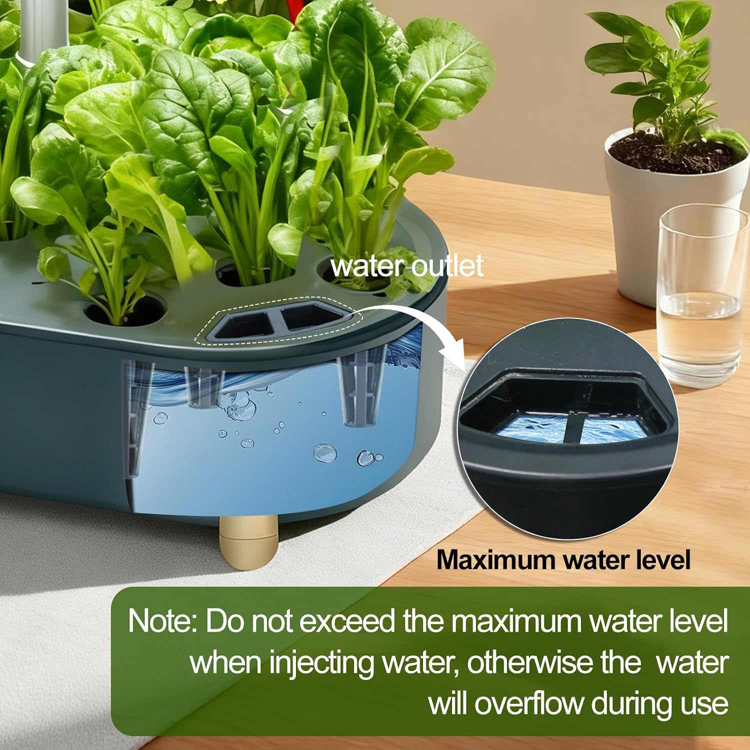 Indoor Garden Hydroponics Growing System12 Pods Plant Germination Kit Aeroponic Herb Vegetable Growth Lamp Countertop with LED Grow Light Smart Water Pump Automatic Timer (Blackish-Green)