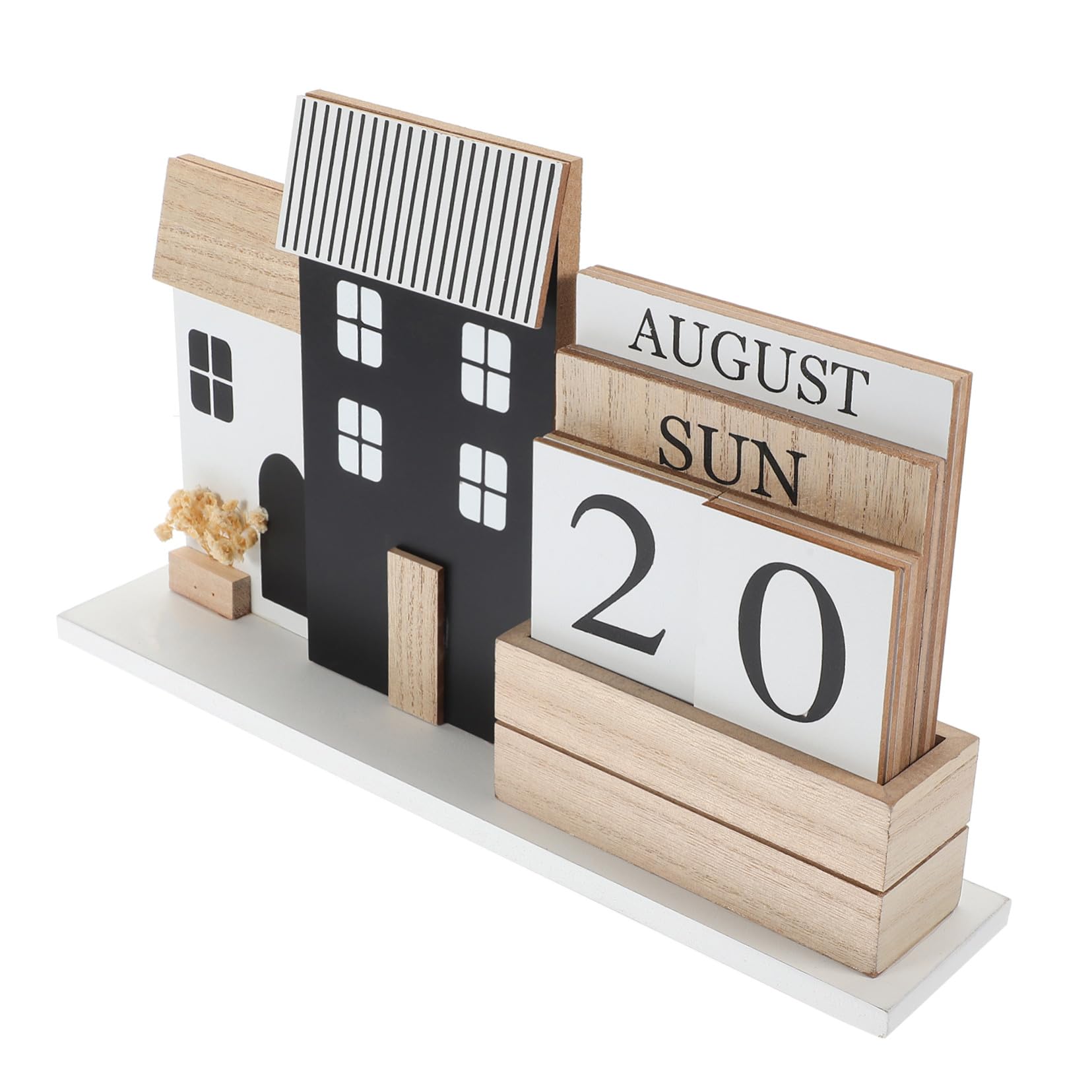Calendario da Tavolo in Legno Calendario Manuale con Pagine Girabili Decorazione Rustica per Scrivania Casa e Ufficio Compatto e Riutilizzabile