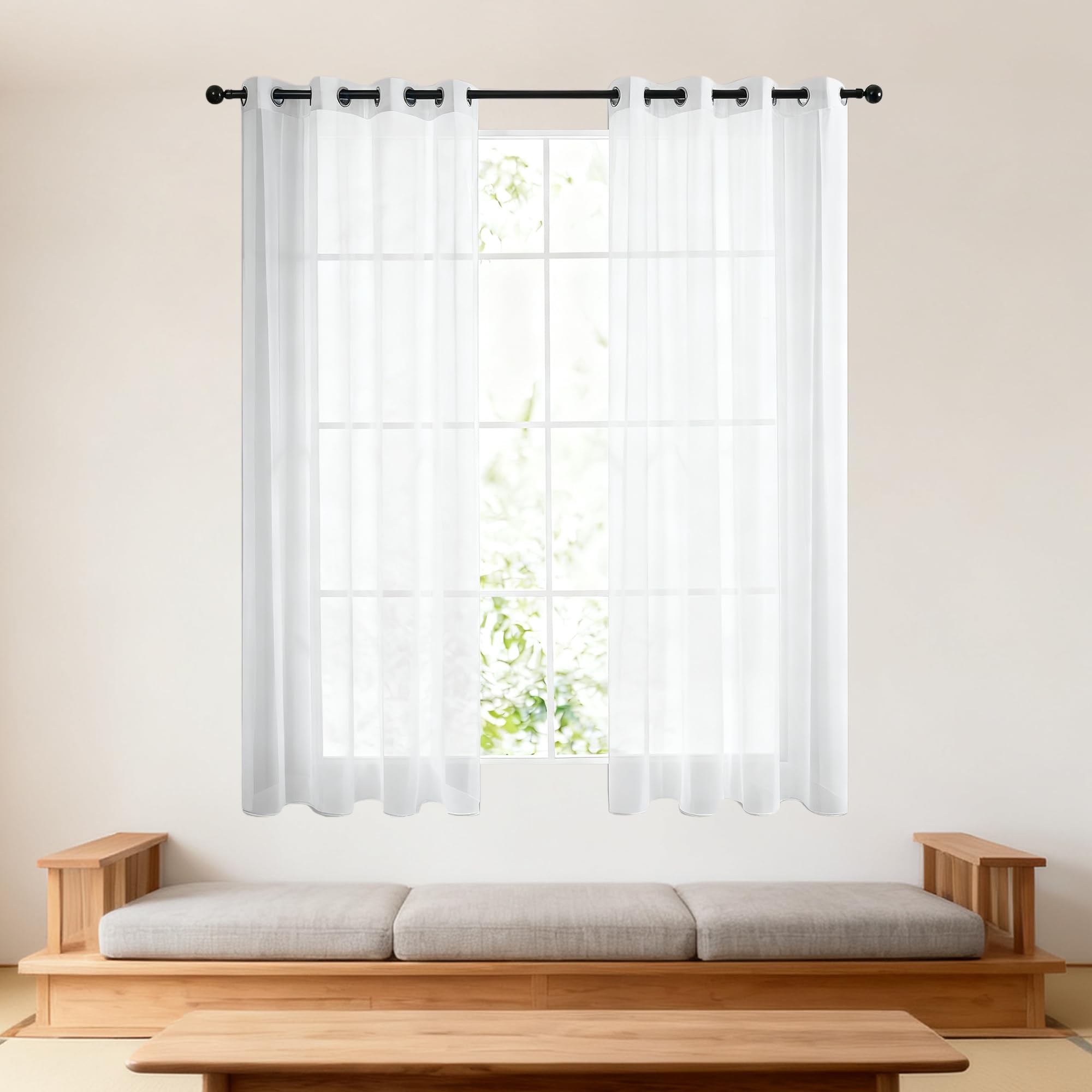 Rideaux Voilages 230 x 300 cm Transparen Lumineux Oeillets Voilages Intérieurs Élégants Décoration Balcon Placard, Blanc