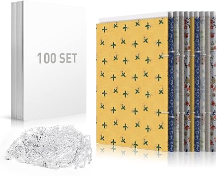 Thickened Fabric Organizer for Books, Comics and Magazines - 100 PCS of 7.5 * 10.5 Inch Comic Book Boards and Fabric Storage with U Shape Plastic Alligator Clips 400PCS