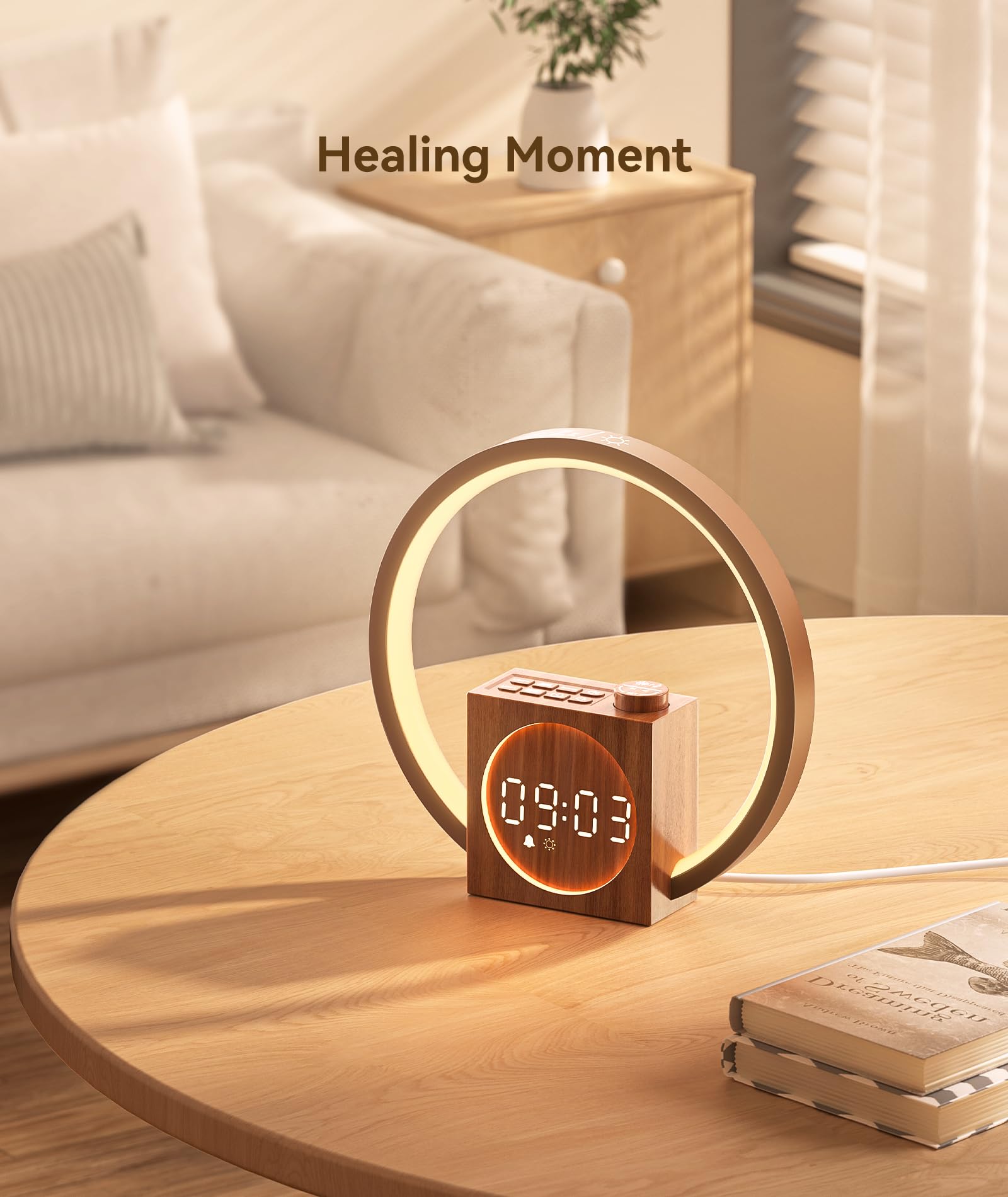 Dreamegg Despertador Amanecercon con 25 Ruido Blanco, Luz Nocturna Con Control Táctil Regulable, 12 Modos de Luz&20 Niveles de Brillo,Reloj de Mesita de Noche Con Carga USB Para Dormitorio, Salón