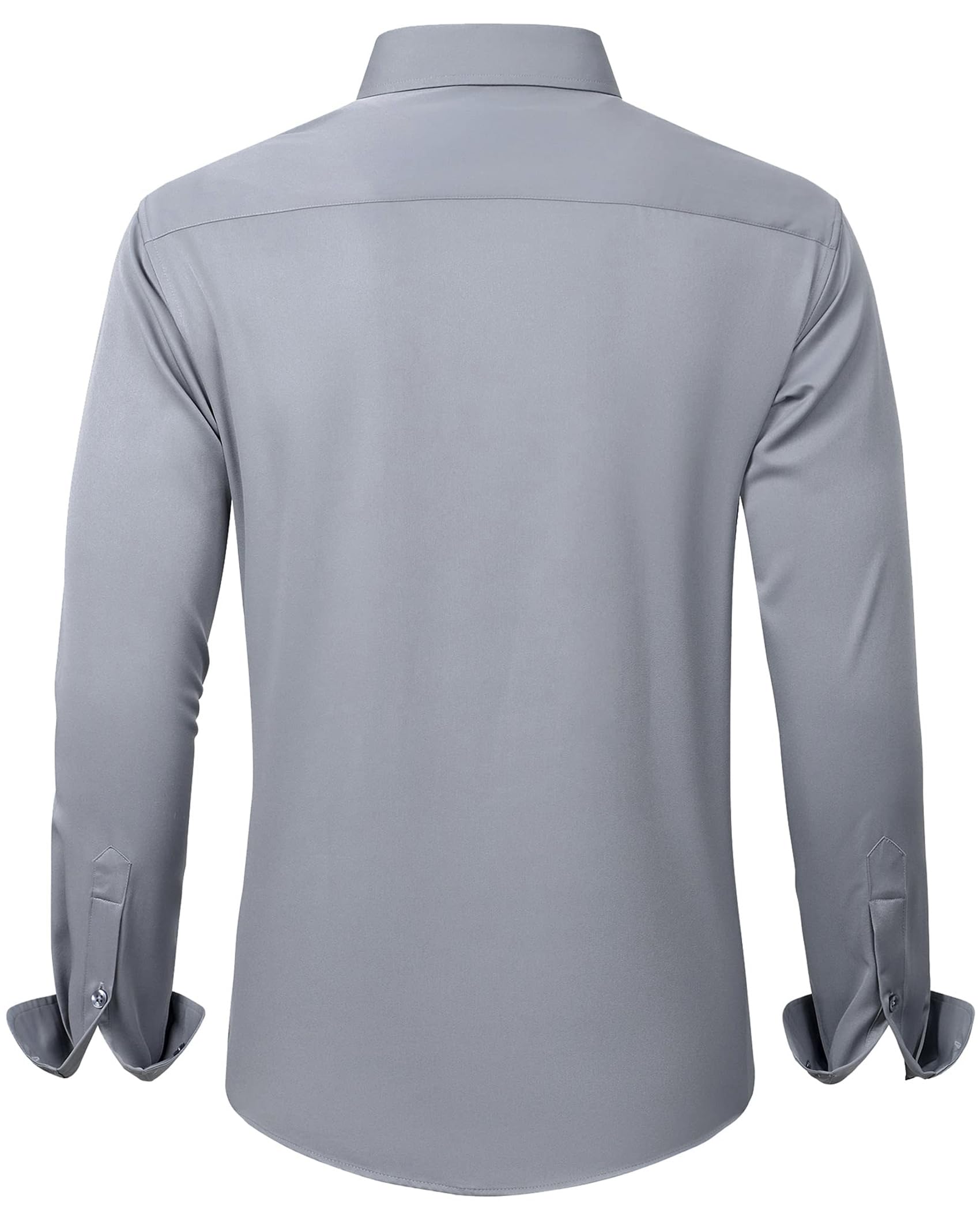 J.VER Camicie da uomo a maniche lunghe, tinta unita, elasticizzate, senza pieghe, camicia formale da lavoro, casual, con bottoni, Grigio argento, 4XL
