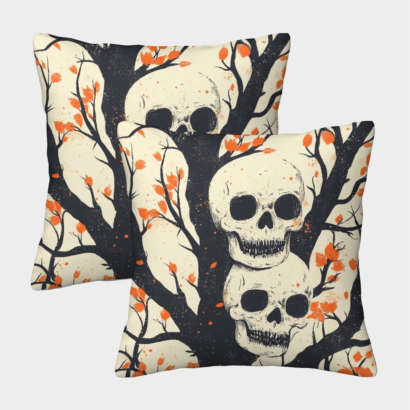 kaiyun 2 Pack Branch - Skull 3D Image Printed Single-sided Cushion Cover 50x50cm