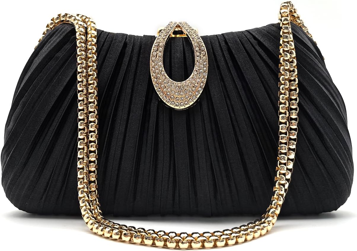 Evening Clutch Purses For Women Formal Satin Dress Handbag for Wedding Party Elegant Small Shoulder Bag
