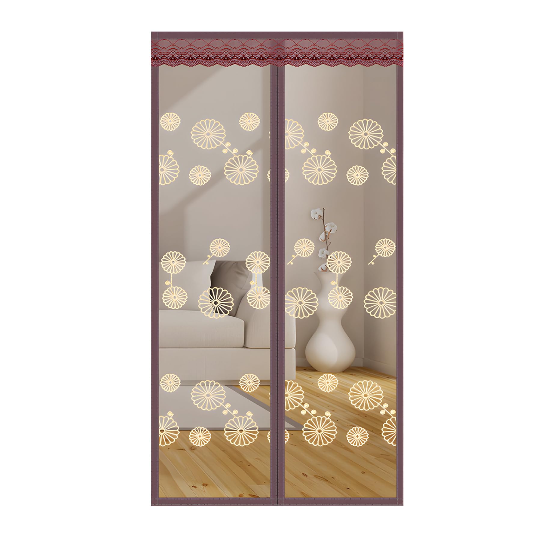 Moustiquaire magnétique 125x180 cm noisette pour porte coulissante et terrasse