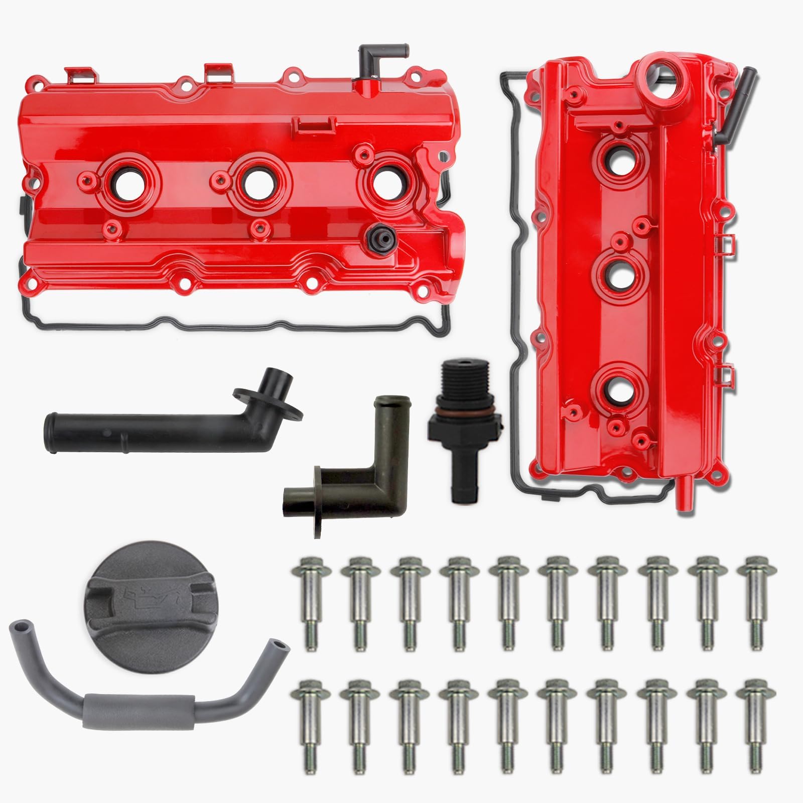 MITZONE Upgrade Aluminum Valve Covers Left and Right Compatible with 2003-2008 Nissan 350Z Infiniti FX35 G35 M35 VQ35DE 3.5L Part # 13264AM600 13264AM610
