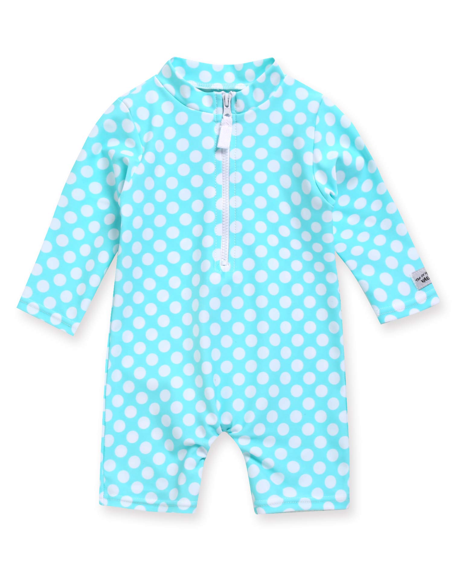 VAENAIT BABY Zip &amp; Snap Rash Guard Swimsuit, UPF 50+ One-Piece Long Sleeve Swimwear, Quick Dry Infant Beach Suit for 0~2T
