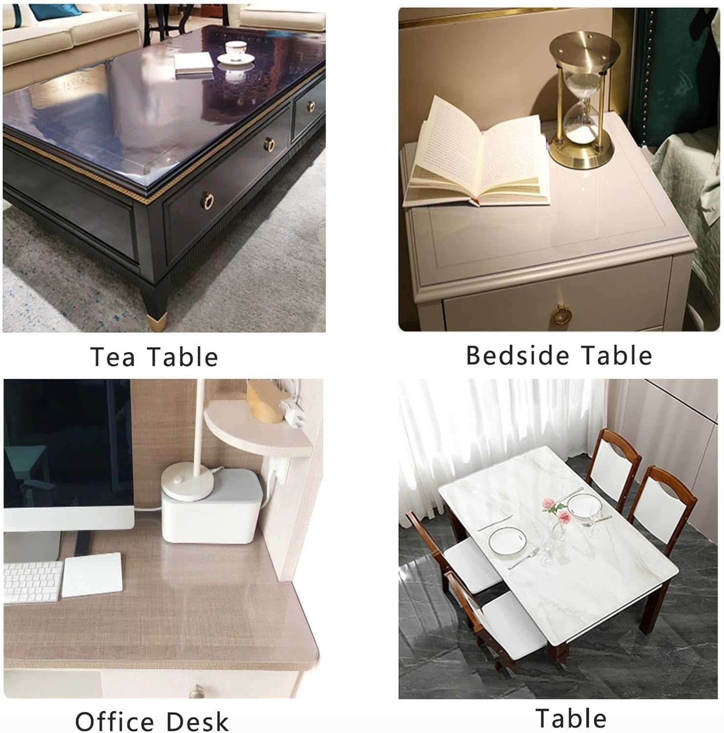 Clear PVC Tablecloths Table Cover, 1.5/2mm Oil Proof PVC Protector for Dining Table Office Desk,85 * 135cm,Clear 1.5mm