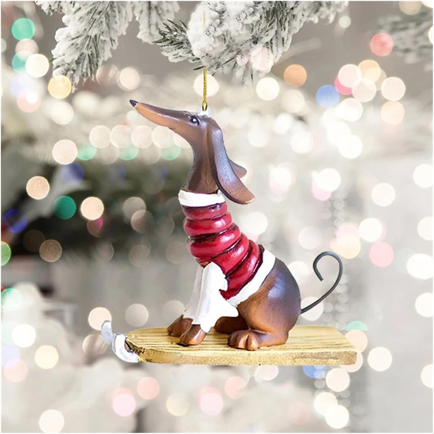 DAXXIN Christmas Dachshunds Dog Christmas Tree Ornament Christmas Tree Pendants Hanging Pendants Plush Craft for Christmas Holiday Party Home Christmas Decorations (Color : 1-2, Size : 8.5cm)