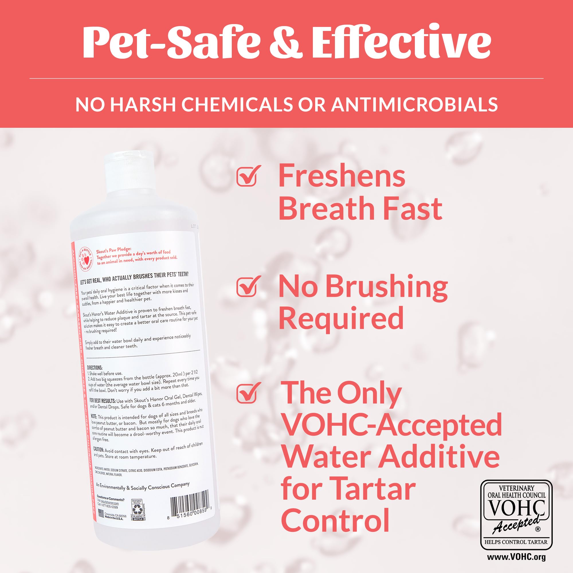 SKOUT'S HONOR Peanut Butter & Bacon Water Additive - VOHC Accepted for Tartar Control, Freshens Breath Fast, No Brushing Required, 32 oz - image 4
