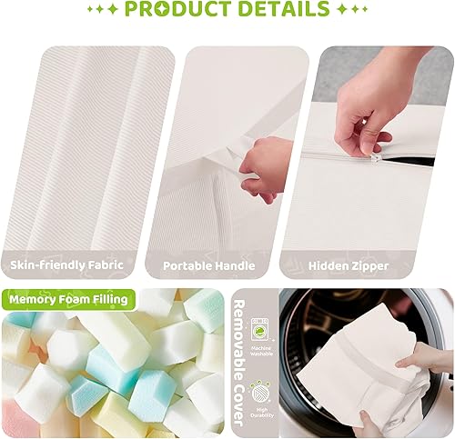 Miniatura 50 de HABUTWAY Puf gigante de 2 pies para adultos, con relleno de espuma viscoelástica, puf grande con funda de terciopelo holandés extraíble para sala de