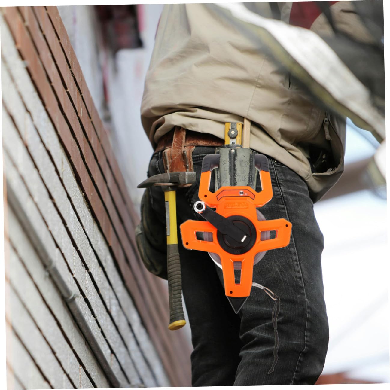 DOITOOL Cinta Métrica de Ingeniería de Plástico y Nylon, 0-50m, Diseño Compacto y Portátil, para Mediciones Profesionales y Bricolaje