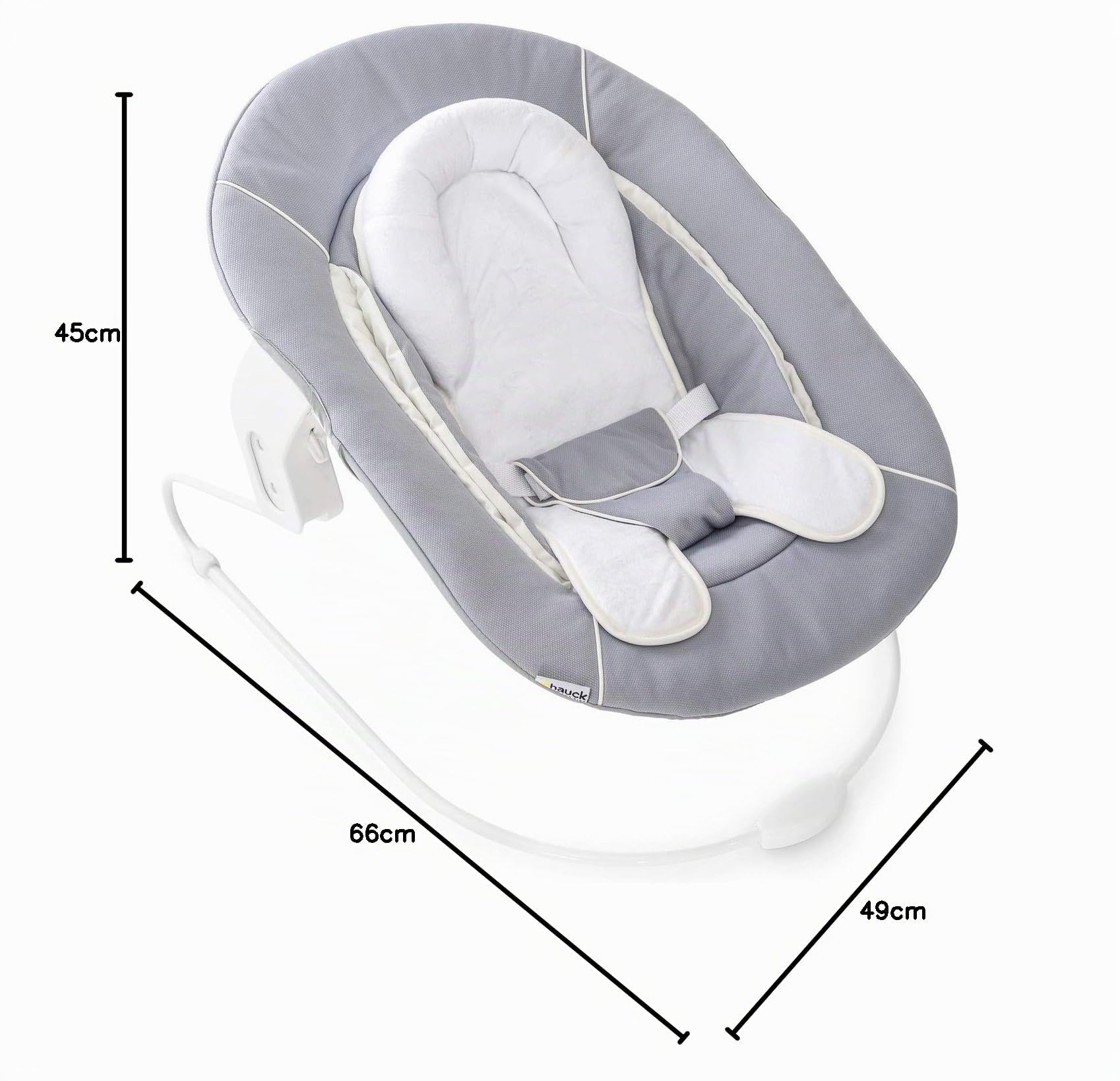 hauck Alpha 2 en 1 Hamaca Trona, Compatible con Tronas hauck Alpha Plus y Beta Plus, Hamaca para bebés desde el nacimiento hasta 9 kg, con Reductor de Asiento, Función de Balanceo, Gris