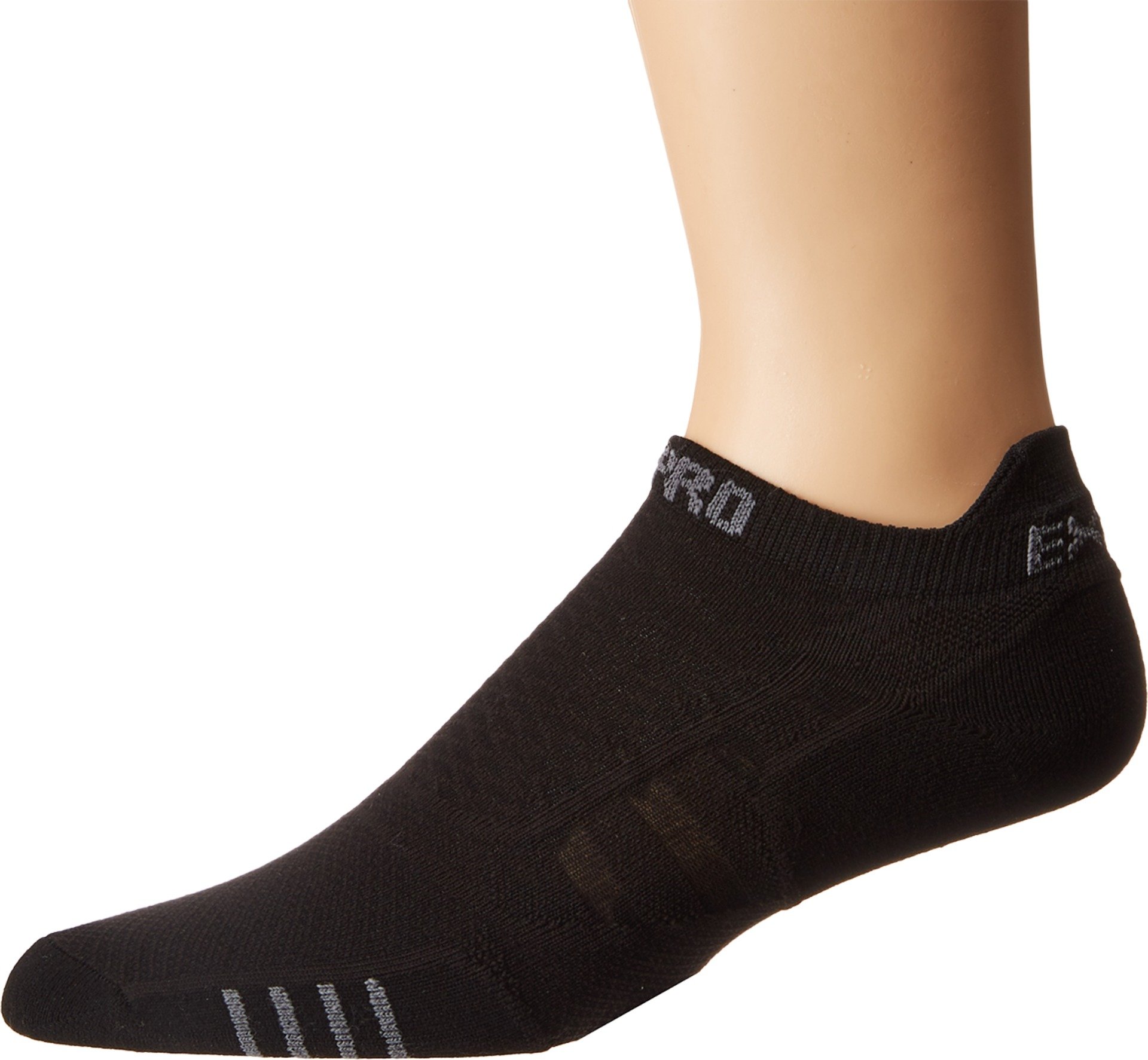 Thorlos Unisex Black On Black Experia Prolite Xptu Ultra Thin Cushion No Show Socks, Black/Black, Large
