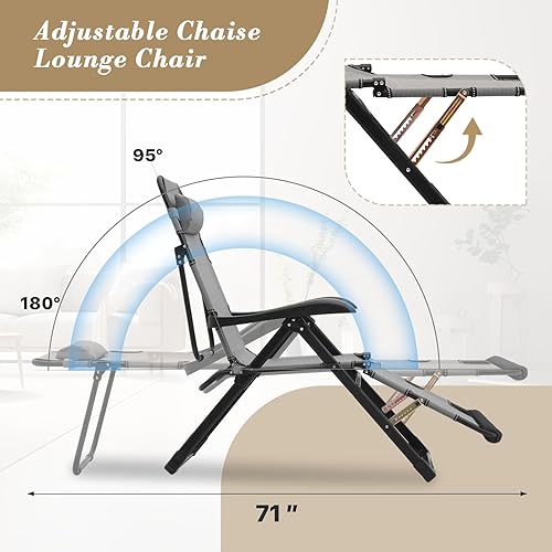 Miniatura 4 de Athena Collection Zero Gravity - Juego de 2 sillas reclinables para exteriores, sillas reclinables de 27 pulgadas de ancho para piscina, sala de