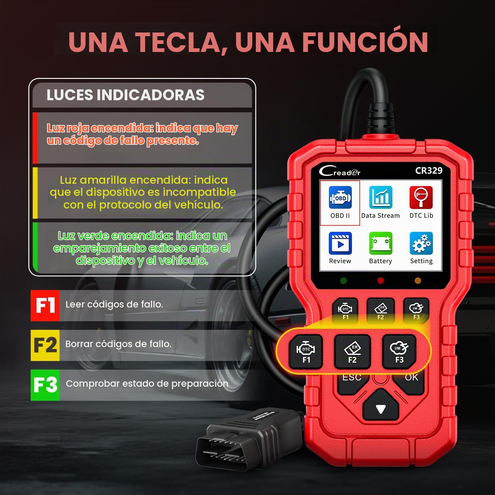 LAUNCH Escáner OBD2 Diagnóstico Coche Universal | Analizador Motor CR329 | Test Batería, Diagnostica Fallos Check Engine al Instante | Datos en Tiempo Real | Compatible Coches 1996-2026