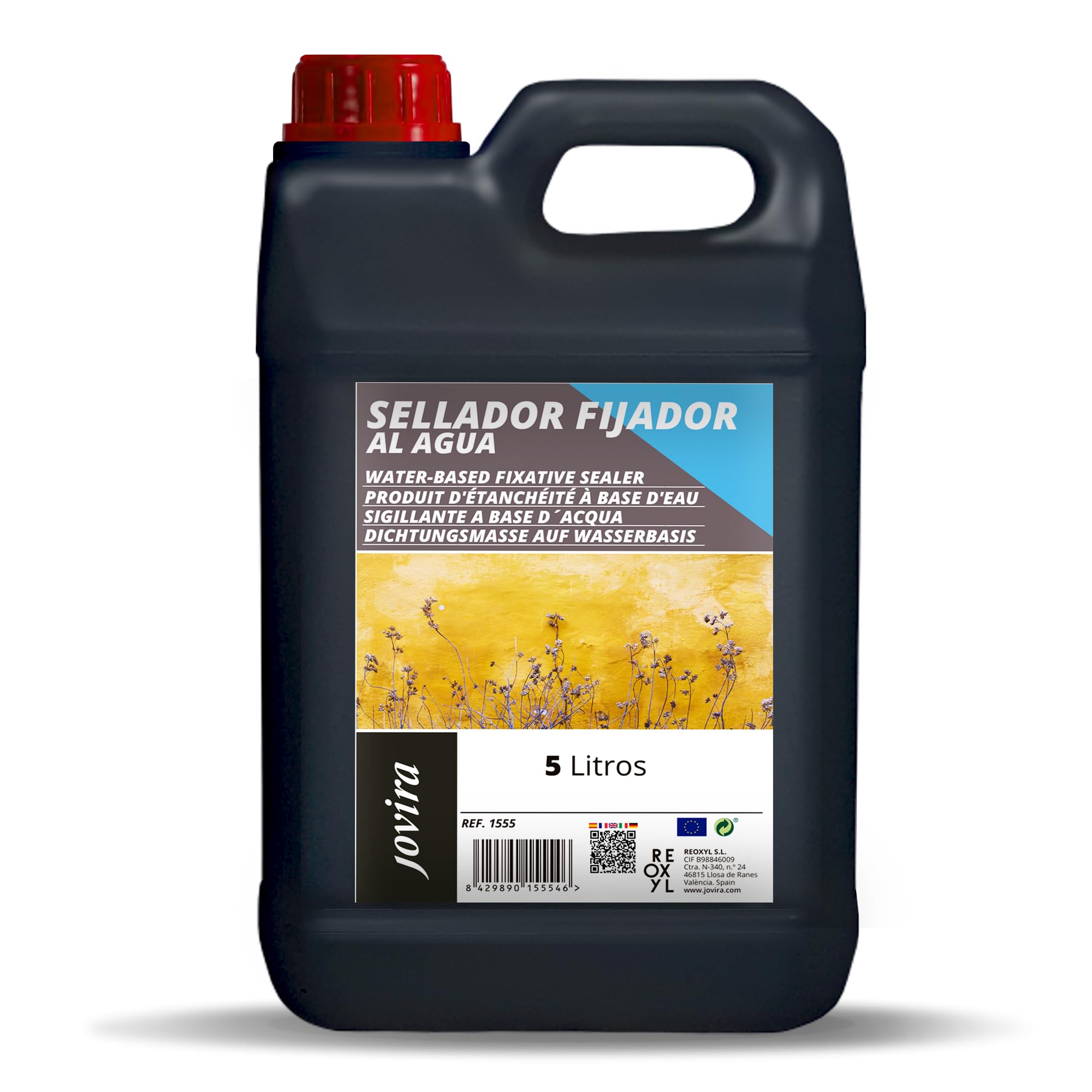 JOVIRA PINTURAS Sellador Fijador al Agua. Imprimación sellante incolora para fachadas y paredes pulverulentas o con caleo (5 Litros) F-27