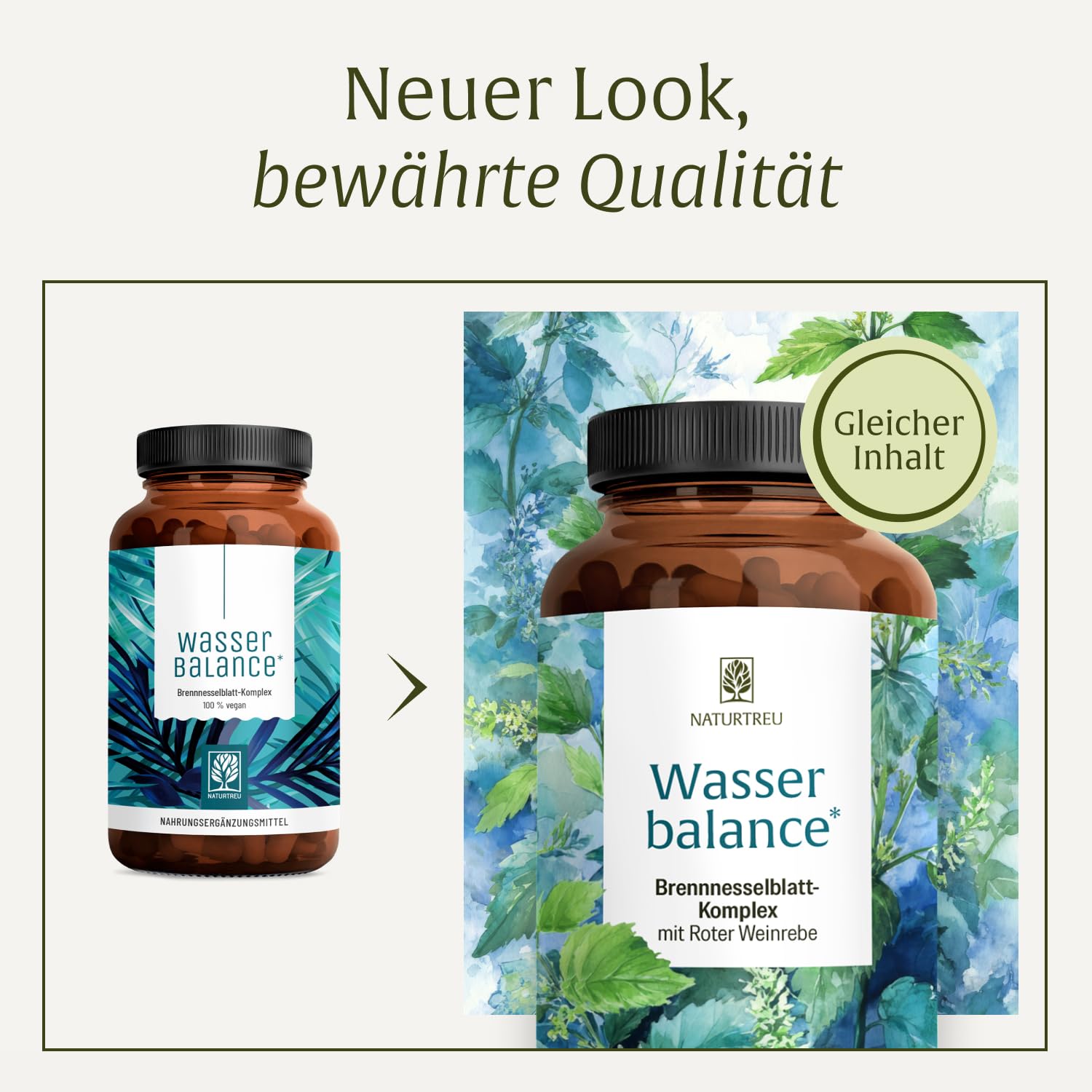 NATURTREU® Brennnessel Kapseln Komplex mit Rosskastanienextrakt und roter Weinlaub Vegan und ohne chemische starke Entwässerungstabletten 90 Wassertabletten
