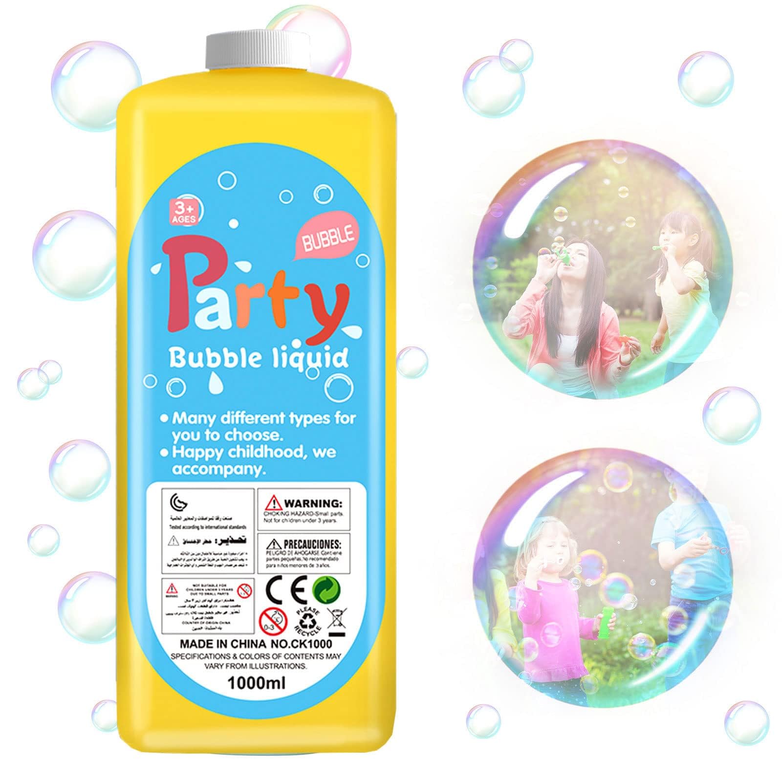 Sponsored Ad – 33Oz/1L Non-Toxic All-Natural Bubble Solution with Leak-Proof and Splash-Proof Design for Bubble Machines, Bubble Guns, and Giant Bubble Wands,Suitable for 3+ Year