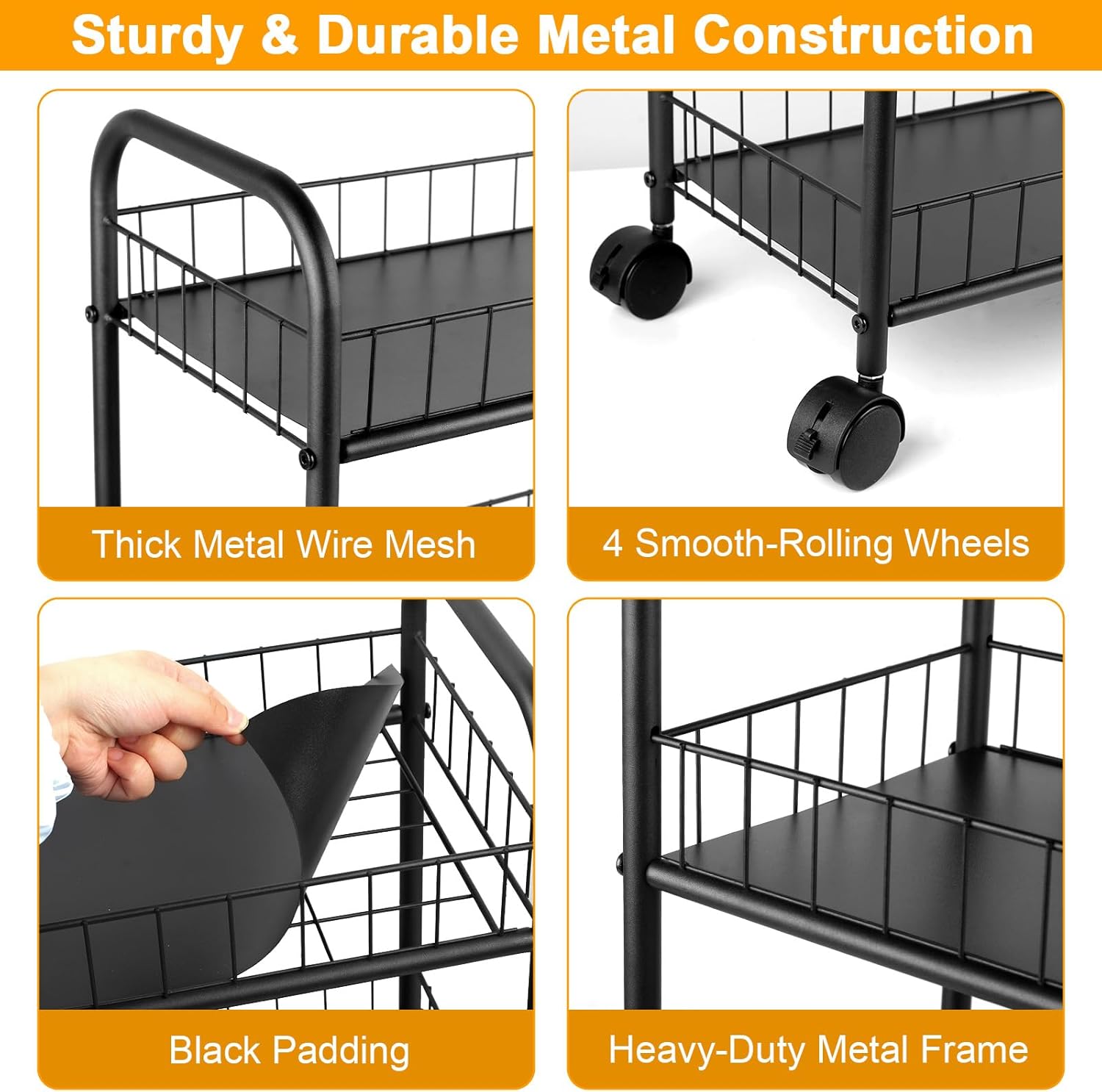 6-Tier Slim Rolling Storage Cart with Wheels 6 inch Storage Carts Metal Utility Organizer, Narrow Mobile Shelving Unit for Kitchen, Bathroom, Laundry, Office