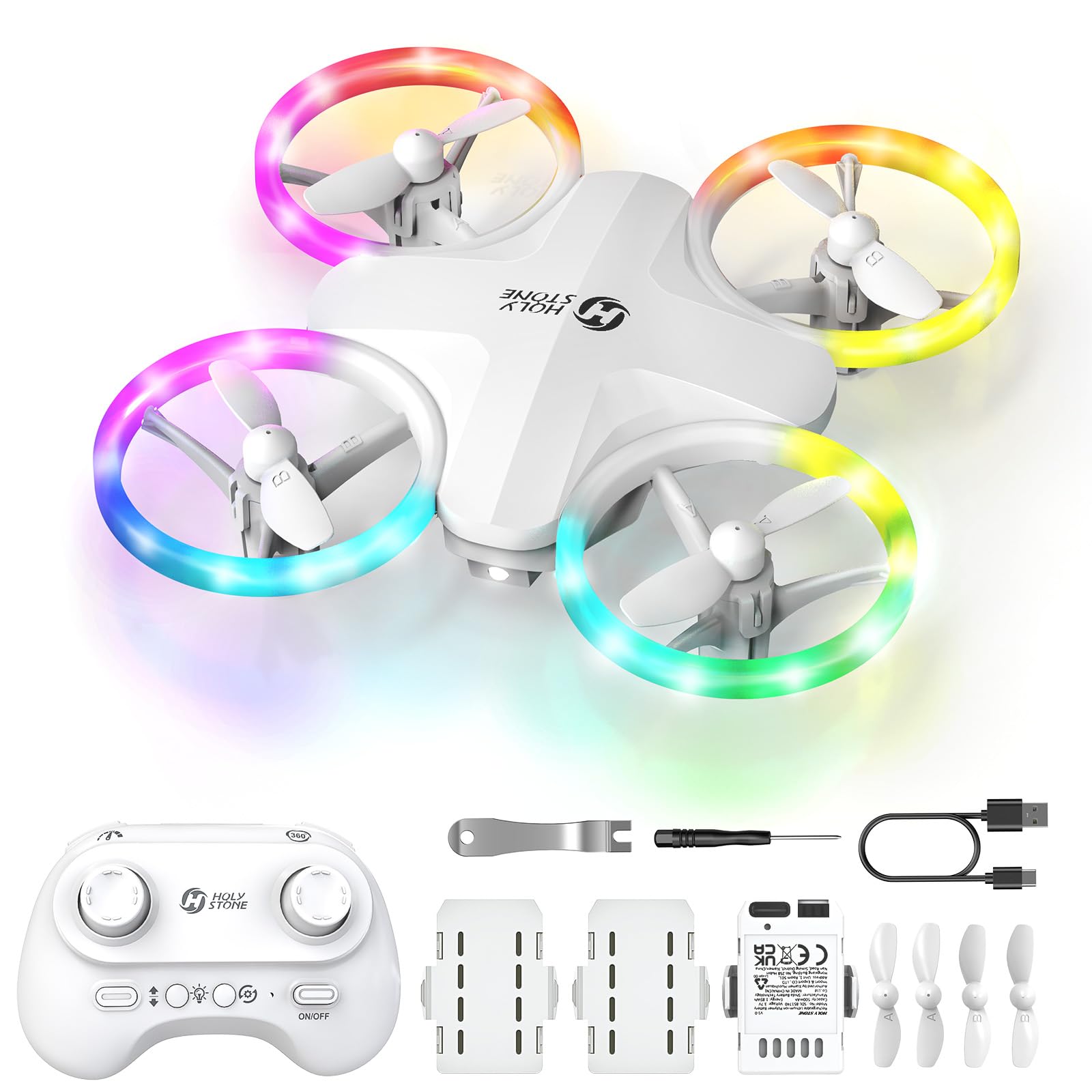 Holy Stone HS180 Mini Drone per Bambini 6-12 Anni con Luci LED e 3 Batterie | Quadricottero RC Pieghevole, 21 Minuti di Volo, Flip 360°, Facile da Usare, Regalo di Compleanno per Ragazzi e Ragazze