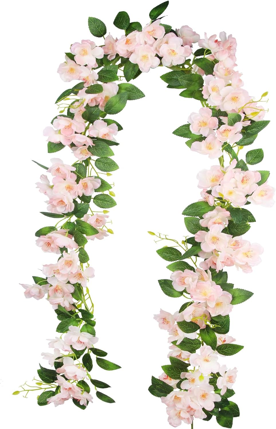 CISDUEO Artificial Cherry Blossom Flower Vine Hanging Champagne Cherry Blossom Flower Silk Garland Hanging Vines Faux Flowers for Outdoors Spring Wedding Party Home Table Centerpiece Arrangement Decor