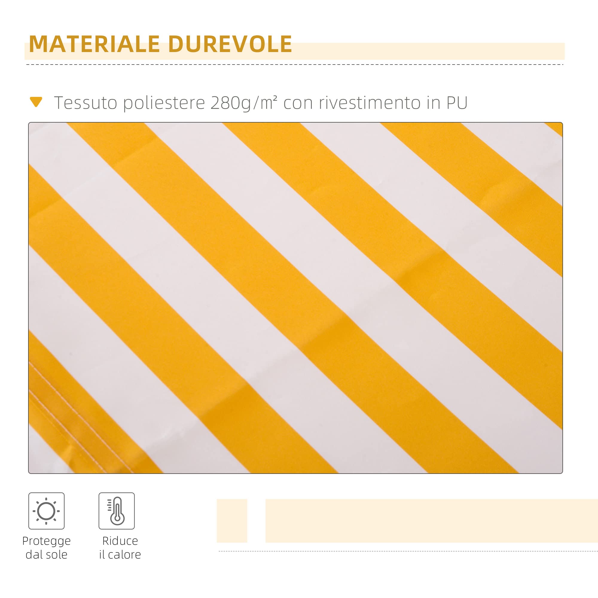Outsunny Store banne Manuel rétractable 295 x 245 cm Store Exterieur terrasse avec manivelle, Angle réglable 45°-85°, Aluminium et Polyester 280 g/m², auvent de terrasse, Balcon, Cour, Orange