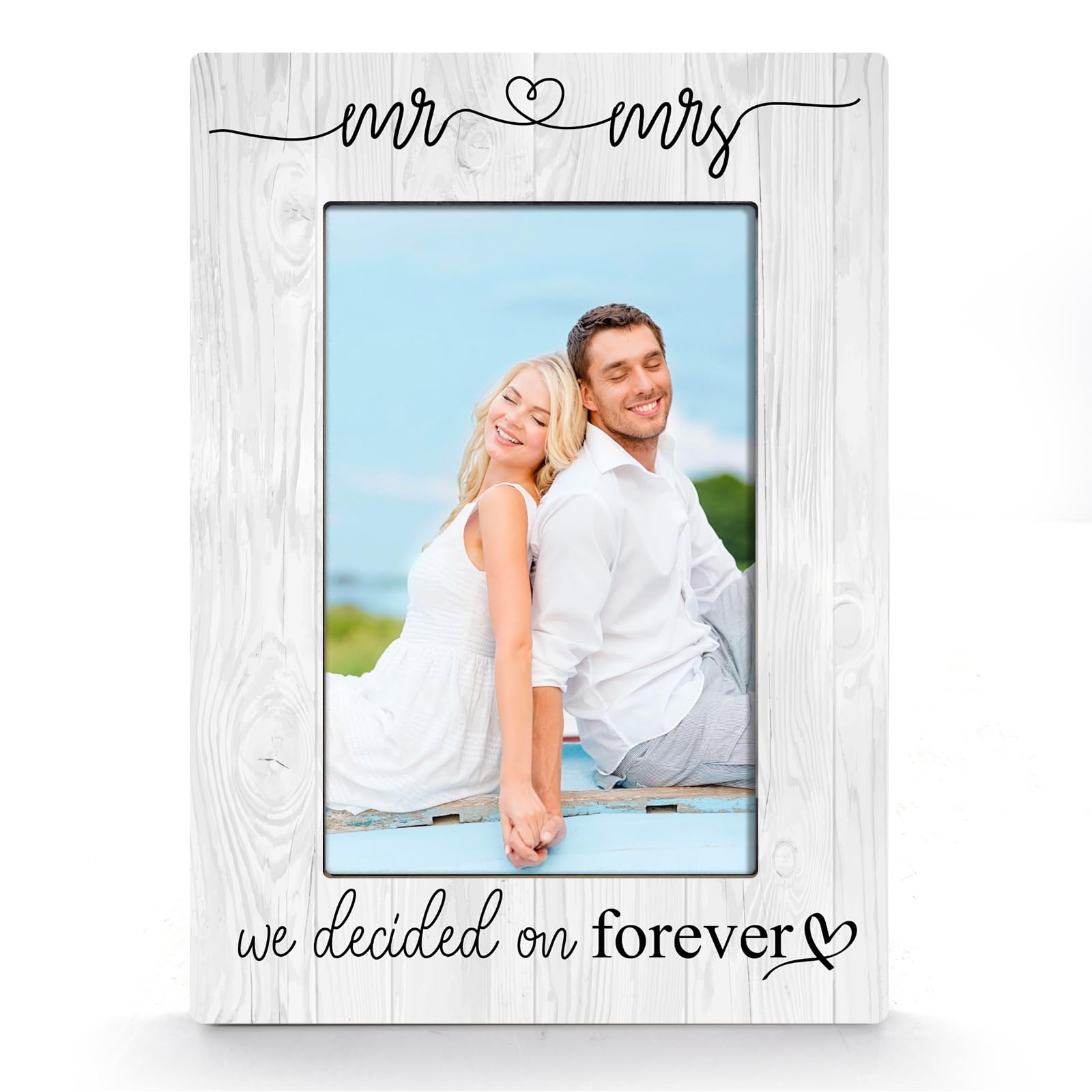 Mr&Mrs Wedding Picture Frame, Wedding Marriage Picture Frame, We Decided On Forever Photo Frame, Gifts for Newlywed, New Couple, Mr And Mrs-XK55