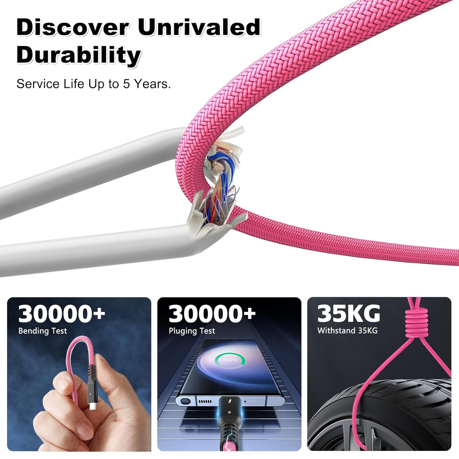 80Gbps Thunderbolt 5 Cable 6.6ft USB C to USB C Cable, 240W(5A) Charging Cord, Braided Type C Cable Compatible for Dual 16K/8K/4K Display, USB8, SSD, eGPU, Mac Studio/mini, iPhone