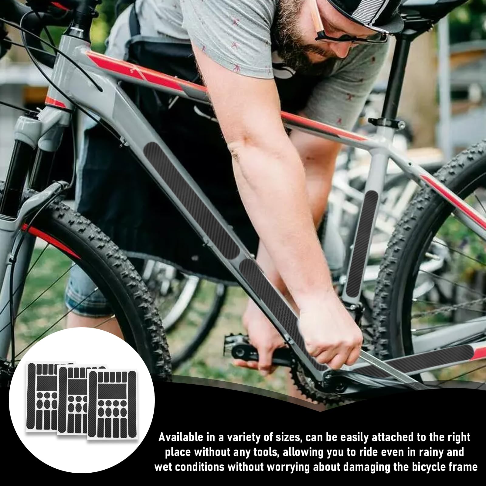 Hongoen 3 Stück Fahrrad Rahmen Schutz Carbon Aufkleber,Rahmenschutzfolie Fahrrad, Fahrrad Schutzfolie,Fahrrad Schutz Lackschäden Rahmen Aufkleber für Rahmenschutz Mountainbike Rennrad Auto & Motorrad