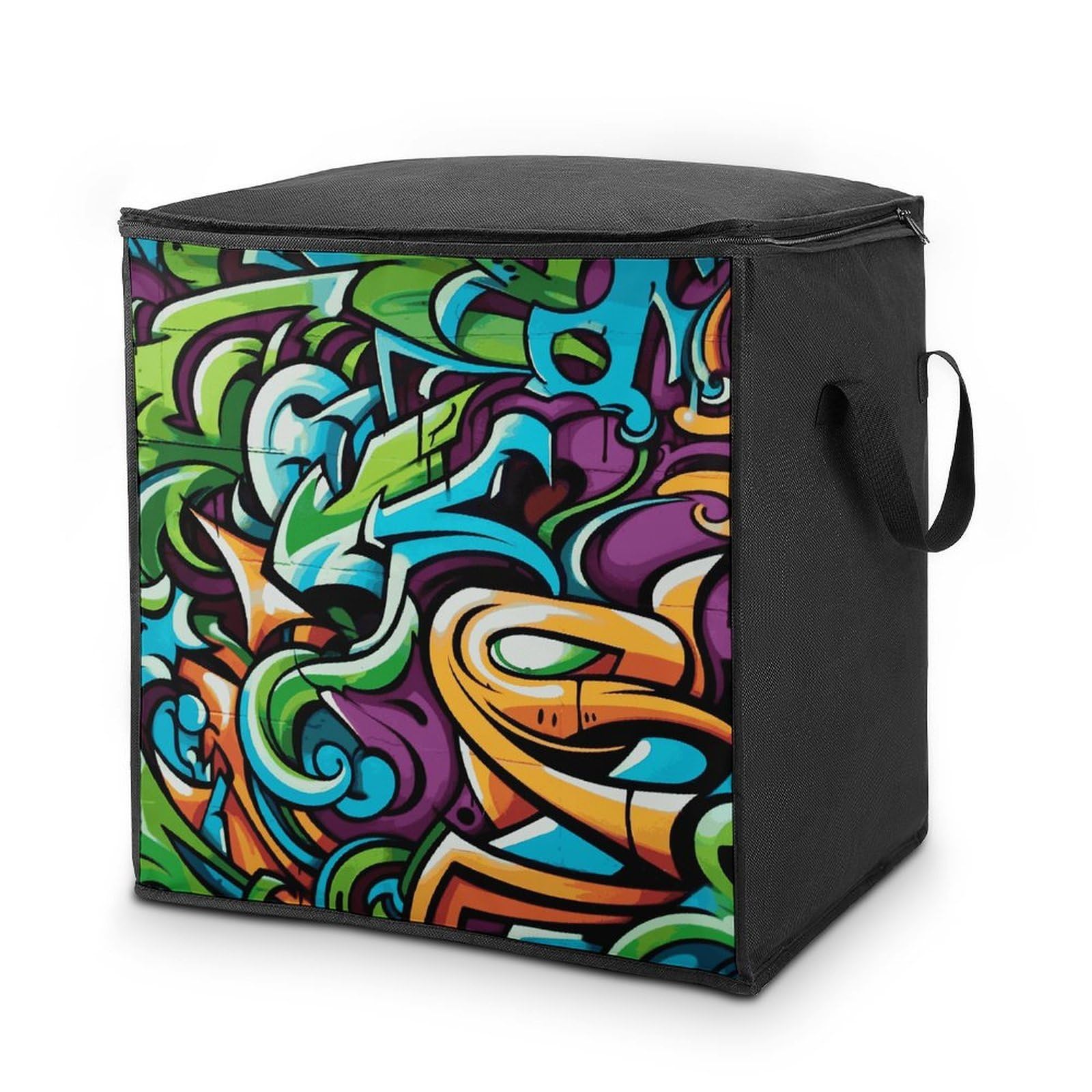 Fekiloot Style Graffiti Drawing Art Storage Bags With Reinforced Handles,Moving Bag With Zipper,Closet Organizers,Compression Packing Cubes