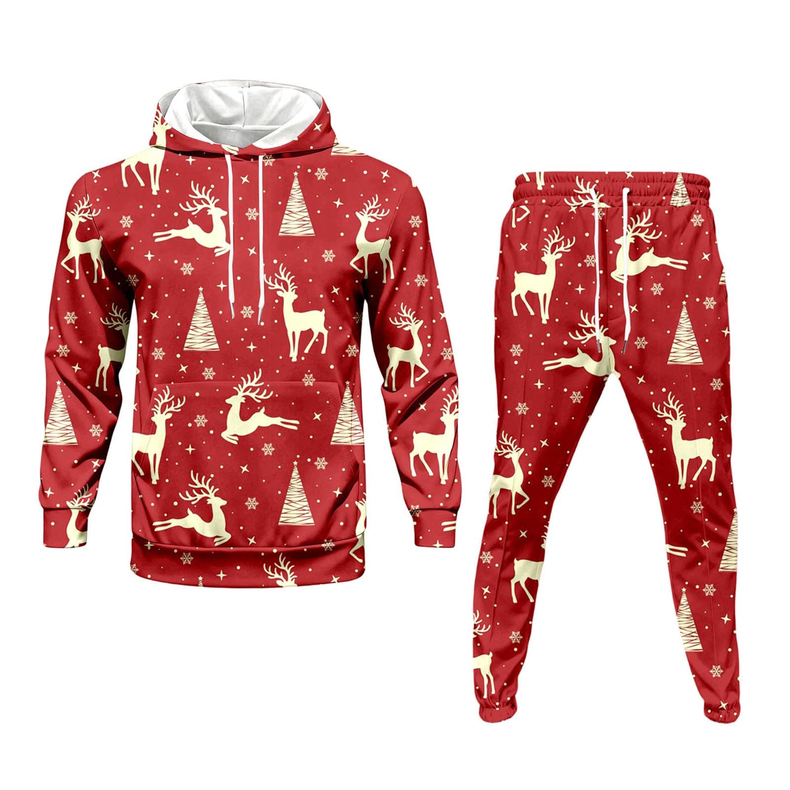 Survêtement Homme Noël Polaire Sweat Capuche Décontracté