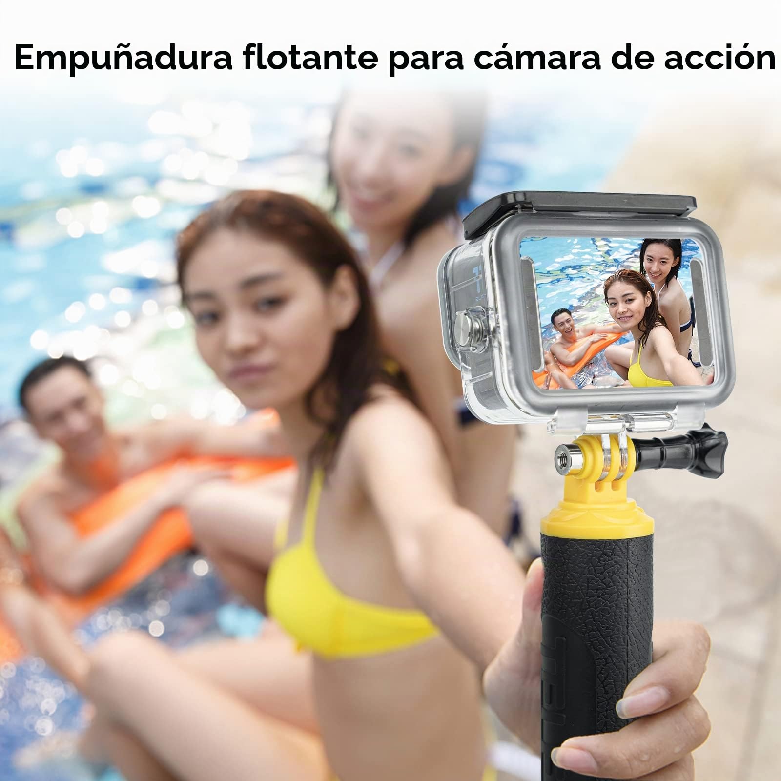 TELESIN Mango Palo Flotante Impermeable para Hero 12 11 10 9 8 7 6 5 4 3 2, MAX, Palo Selfie subacuático Palo Flotante Impermeable con Agarre Antideslizante para la mayoría de Las cámaras acción